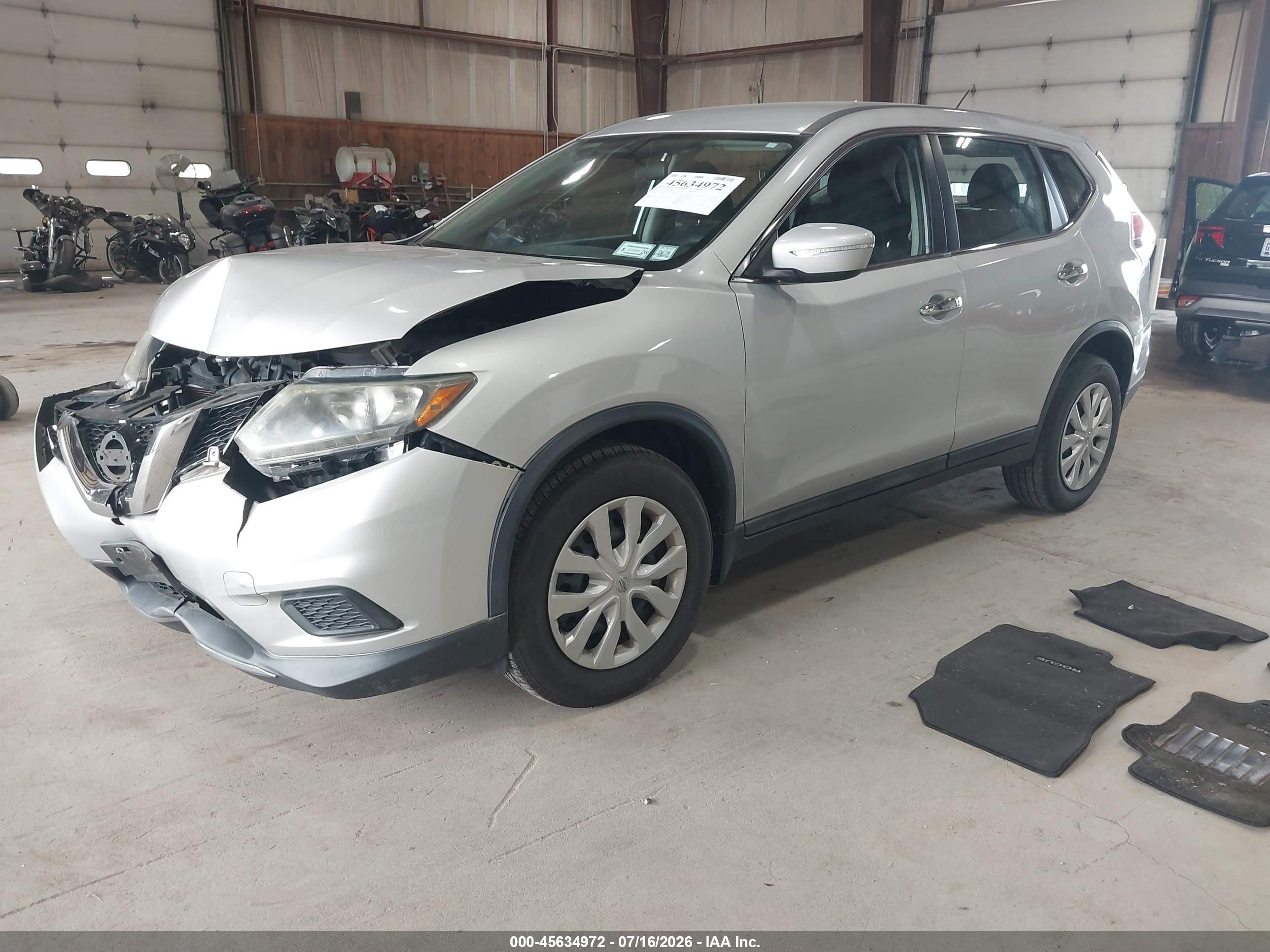 2014 Nissan Rogue S Gray vin: 5N1AT2MV0EC869552