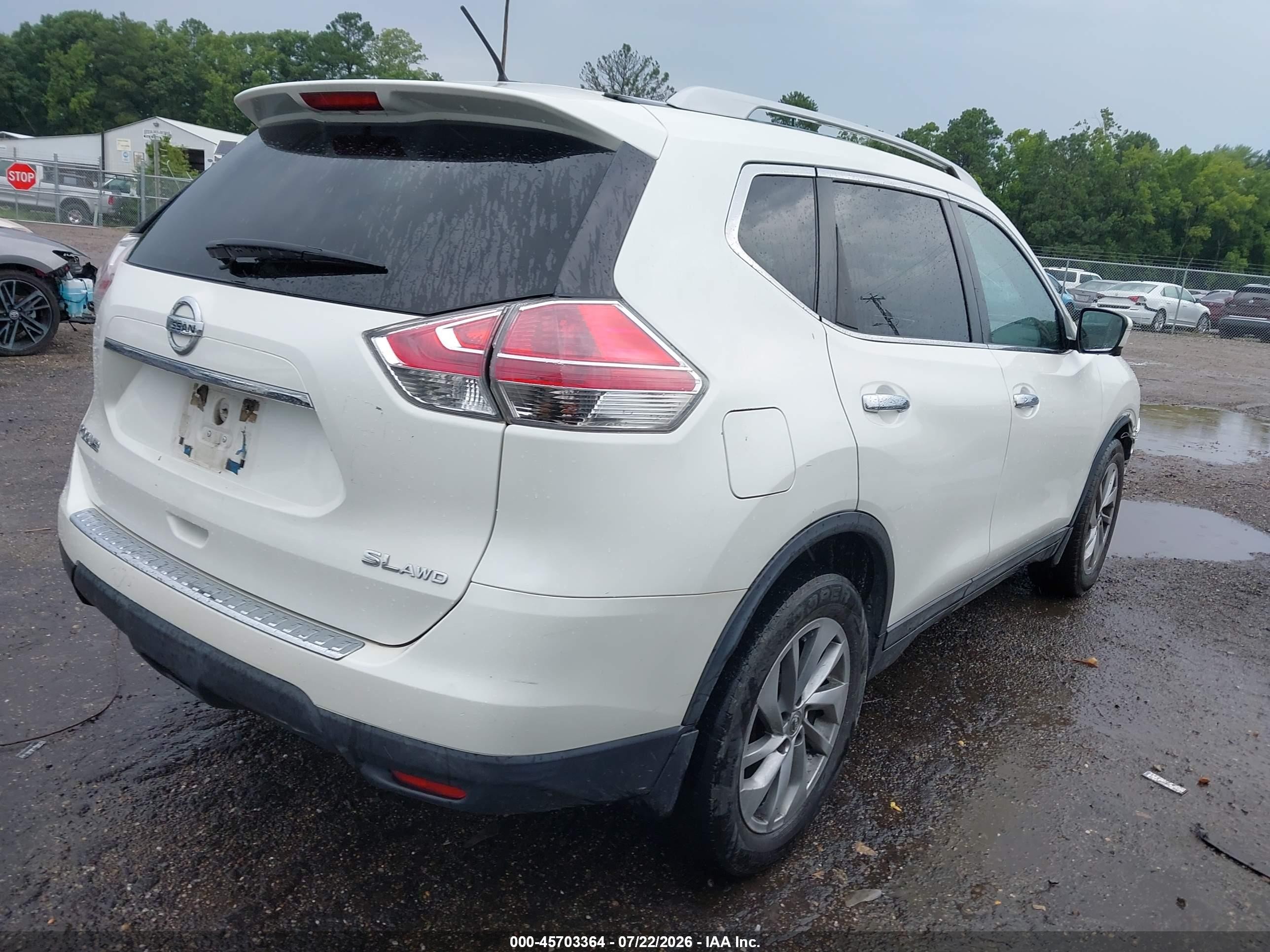 2015 Nissan Rogue Sl White vin: 5N1AT2MV0FC761689