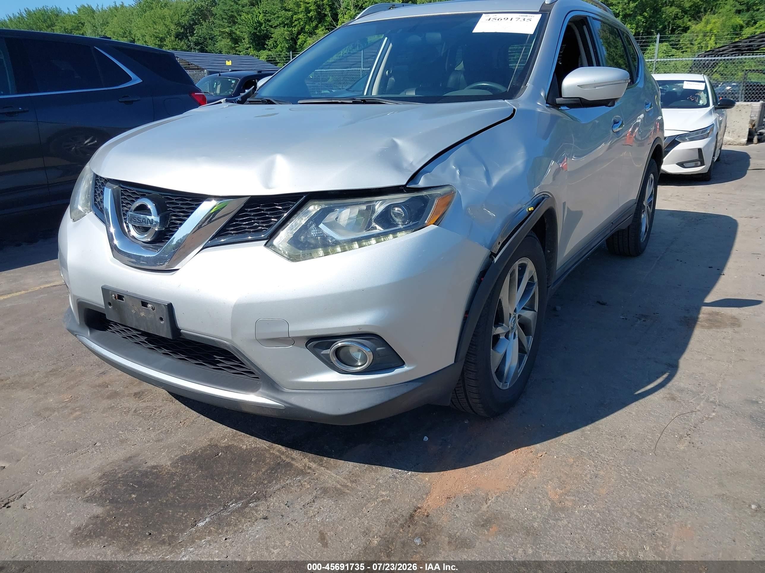 2015 Nissan Rogue Sl Silver vin: 5N1AT2MV0FC769873