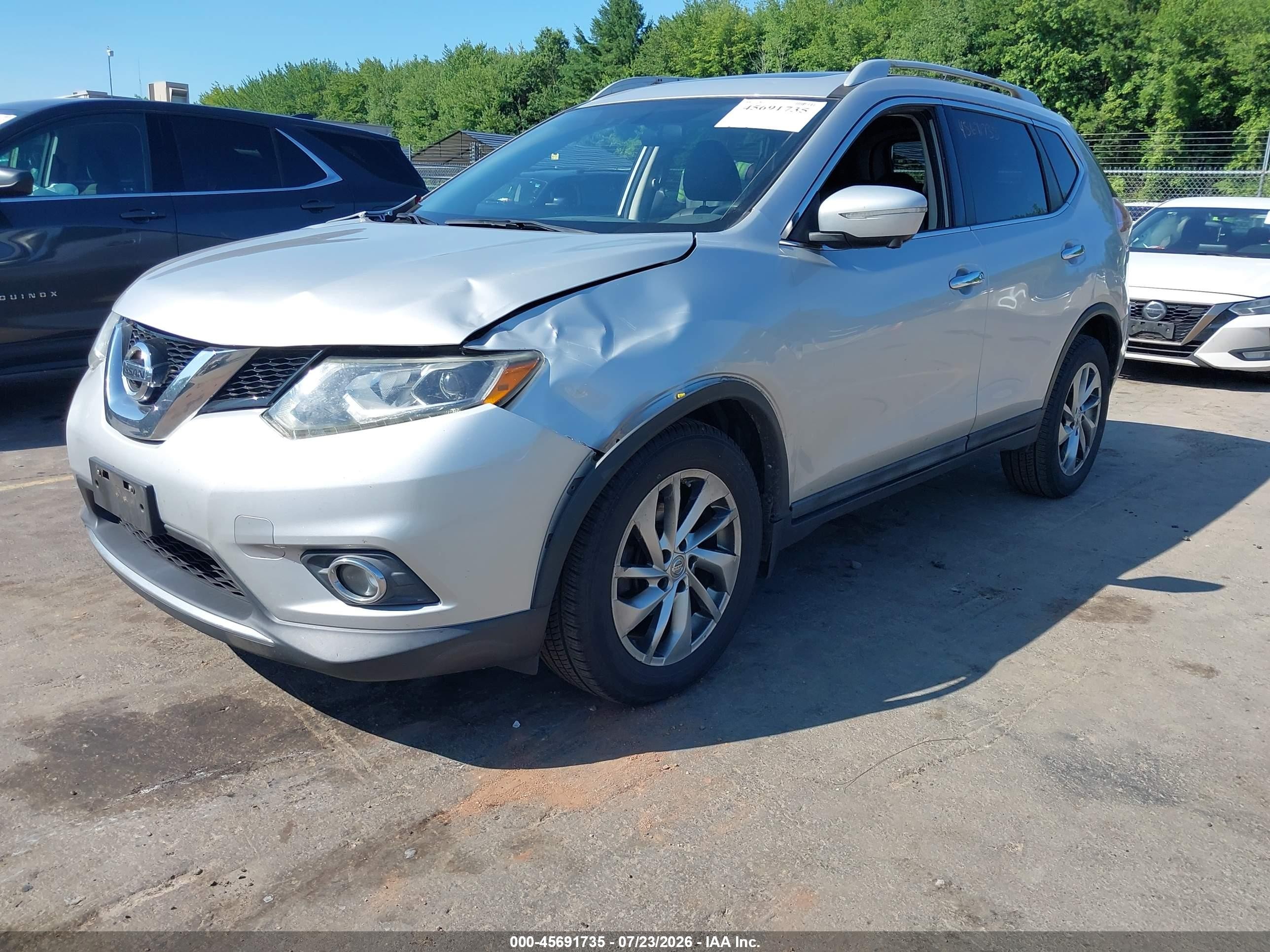 2015 Nissan Rogue Sl Silver vin: 5N1AT2MV0FC769873