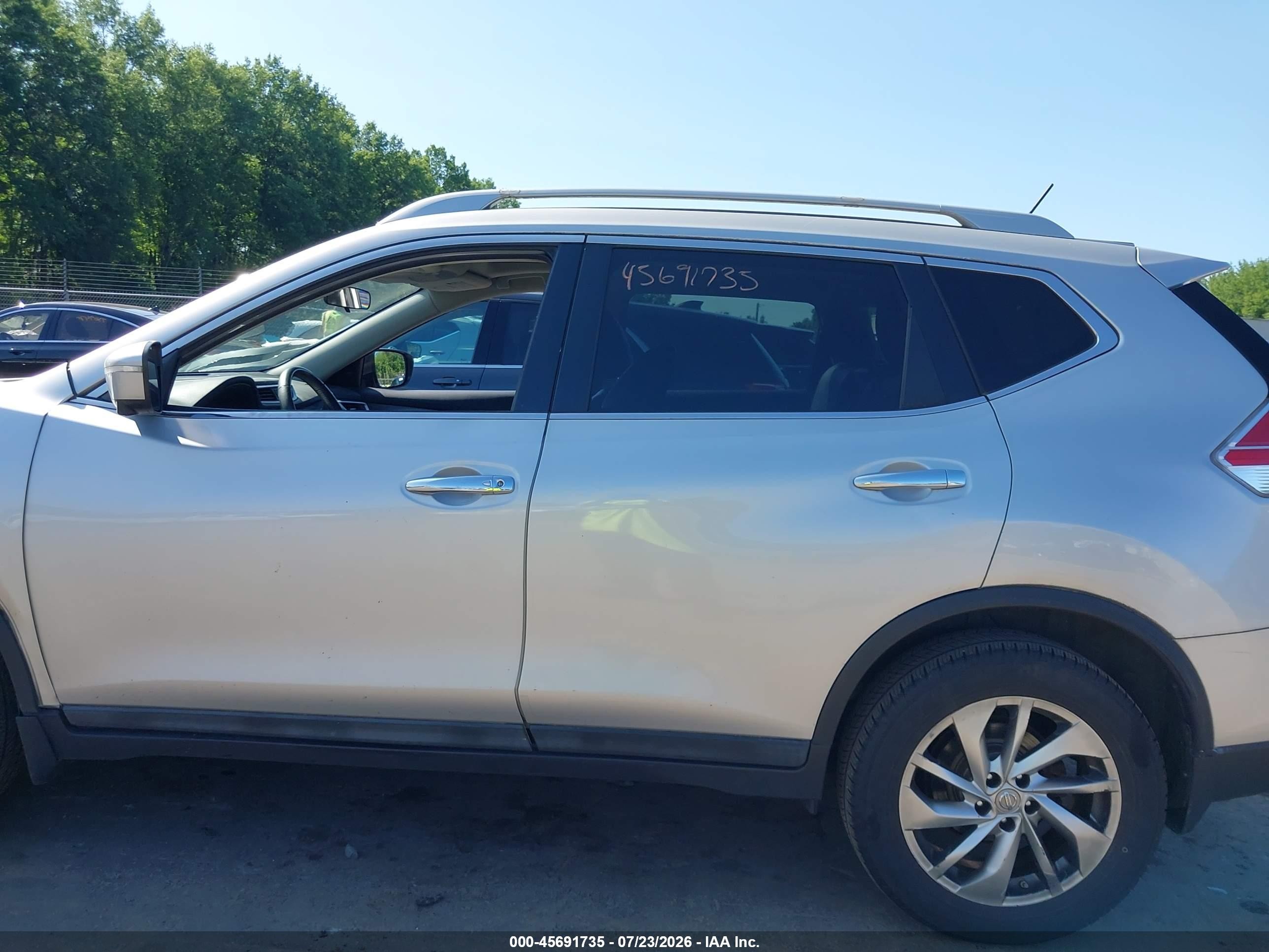 2015 Nissan Rogue Sl Silver vin: 5N1AT2MV0FC769873