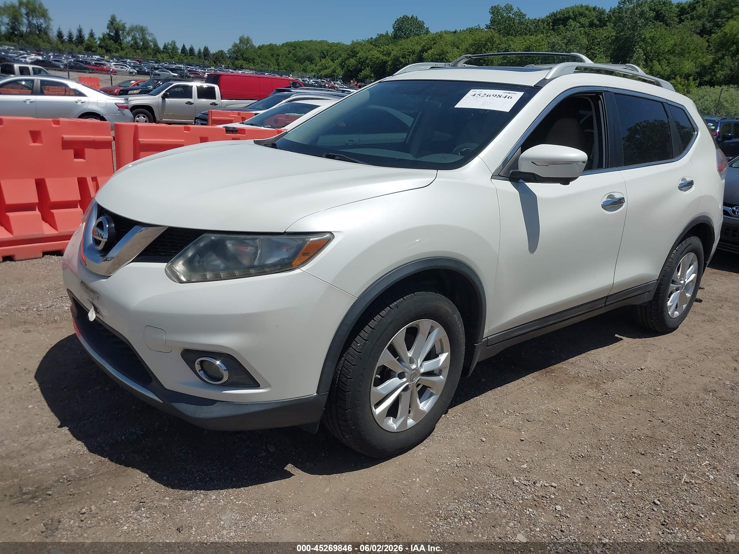 2015 Nissan Rogue Sv White vin: 5N1AT2MV0FC780498
