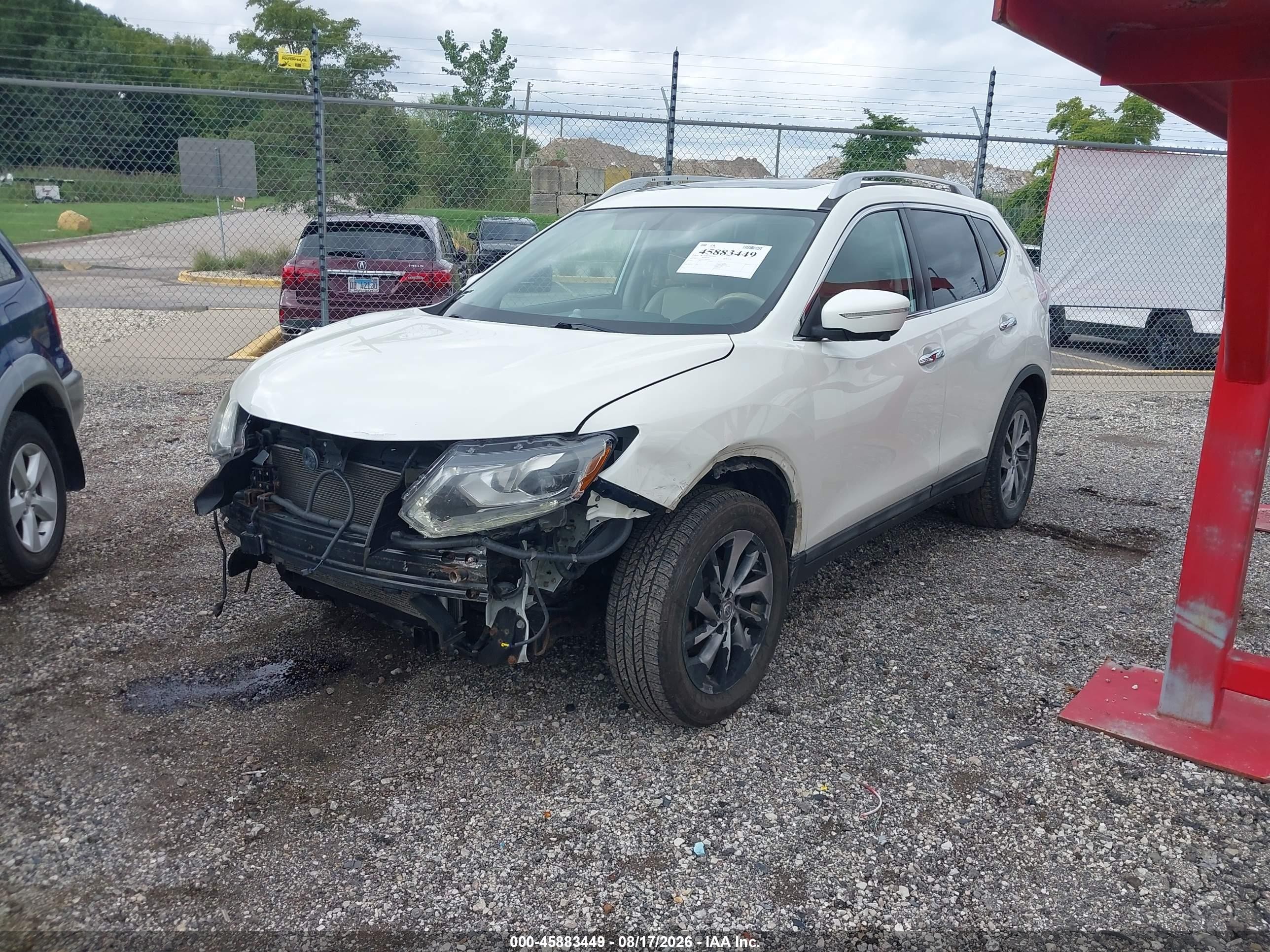 2015 Nissan Rogue Sl White vin: 5N1AT2MV0FC781019
