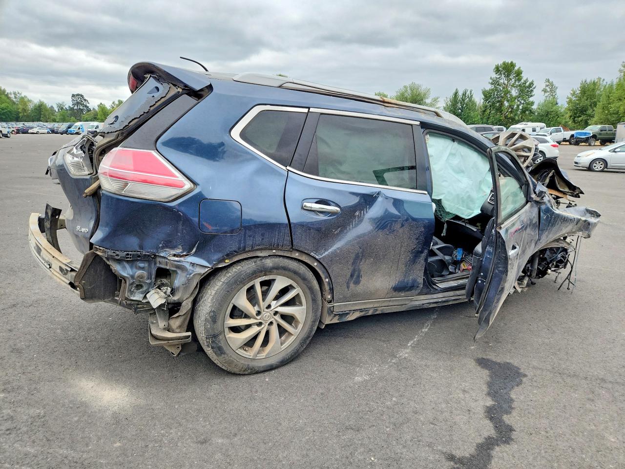 2015 Nissan Rogue Sl Blue vin: 5N1AT2MV0FC816254