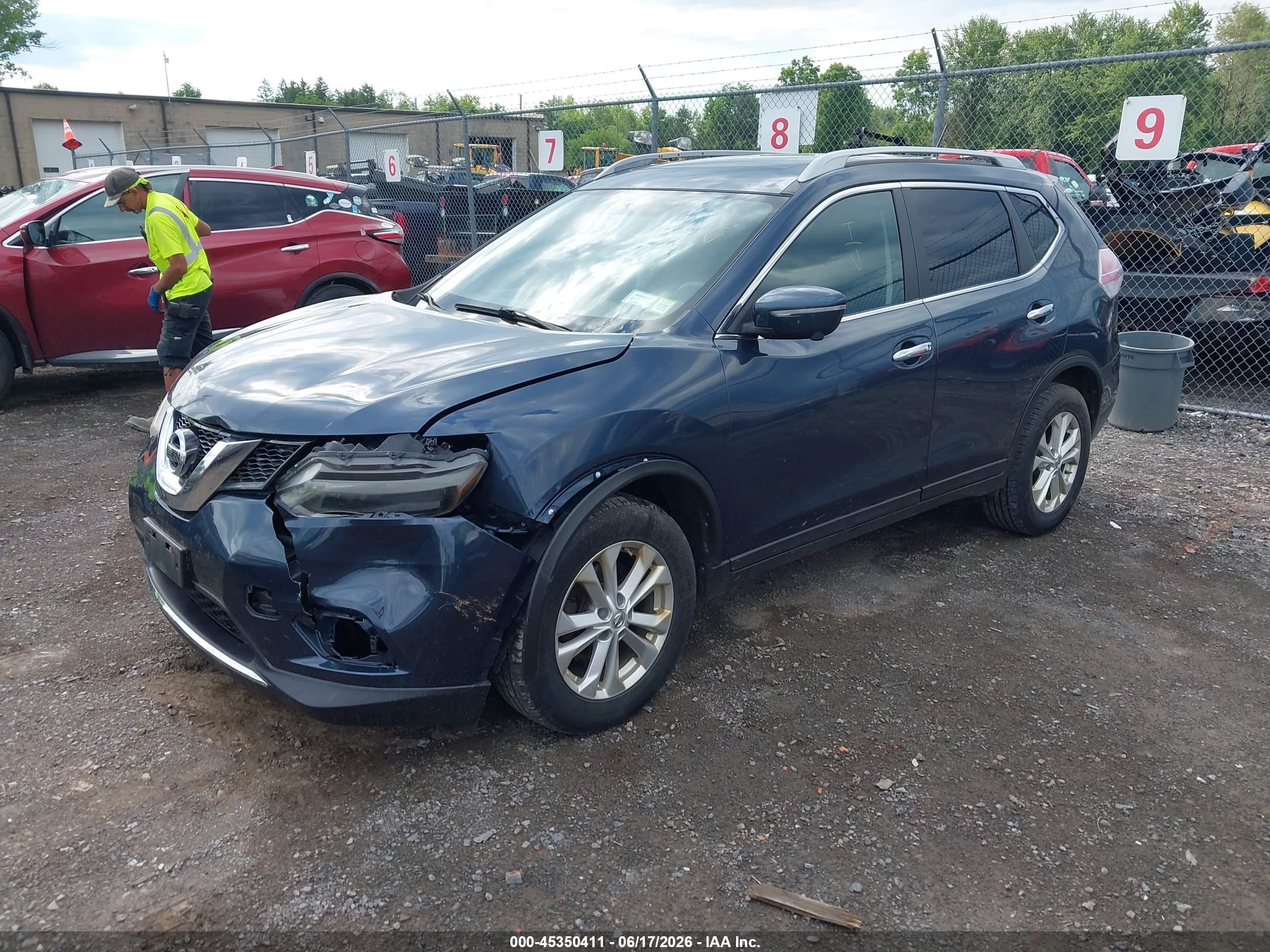 2015 Nissan Rogue Sv Blue vin: 5N1AT2MV0FC823298