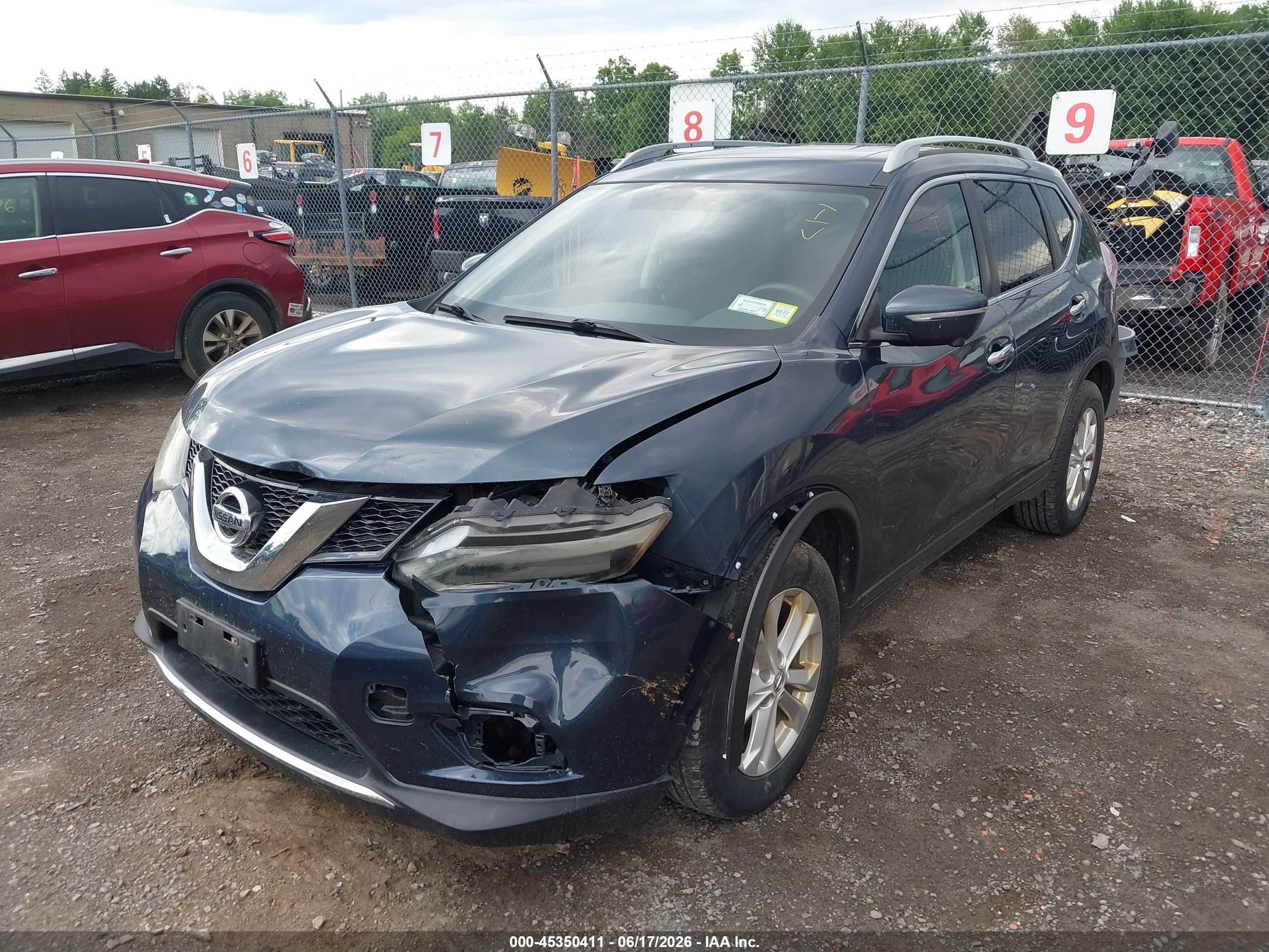 2015 Nissan Rogue Sv Blue vin: 5N1AT2MV0FC823298