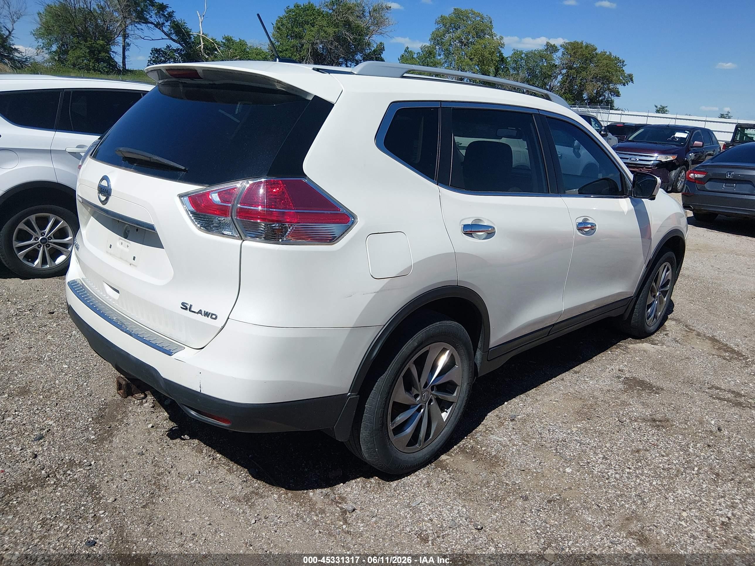 2015 Nissan Rogue Sl White vin: 5N1AT2MV0FC825780