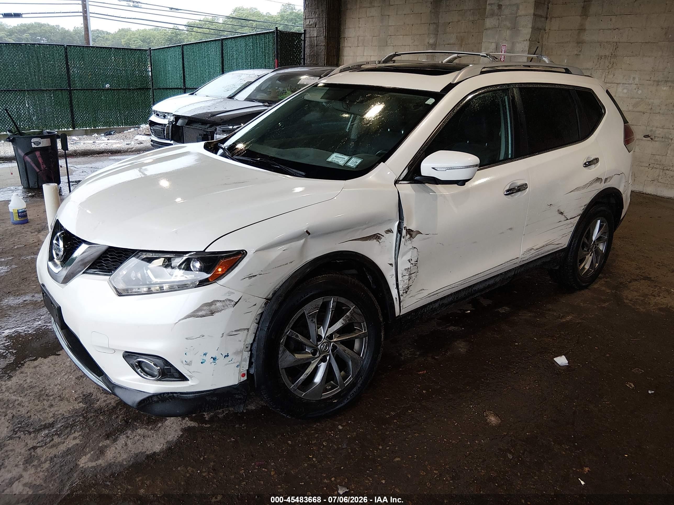 2015 Nissan Rogue Sl Белый vin: 5N1AT2MV0FC873473