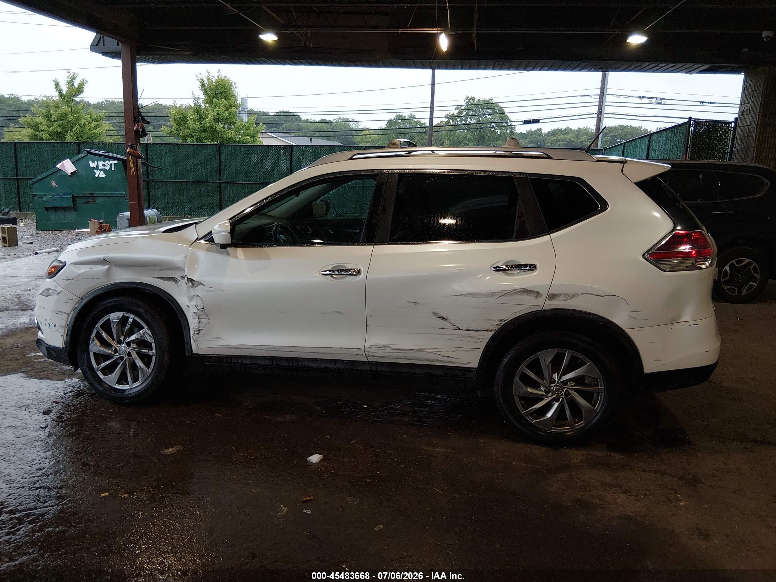 2015 Nissan Rogue Sl Белый vin: 5N1AT2MV0FC873473
