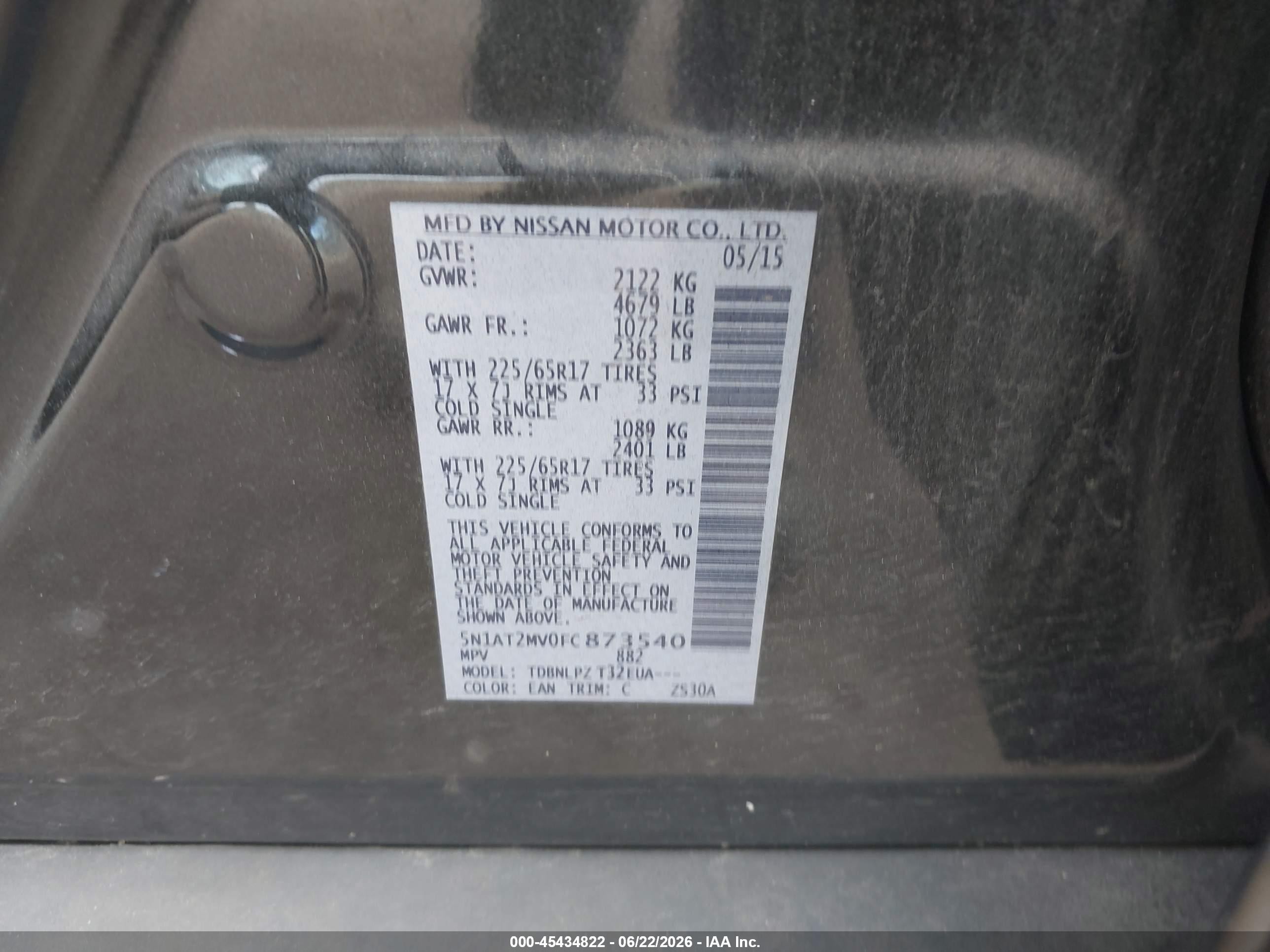 2015 Nissan Rogue S Gray vin: 5N1AT2MV0FC873540
