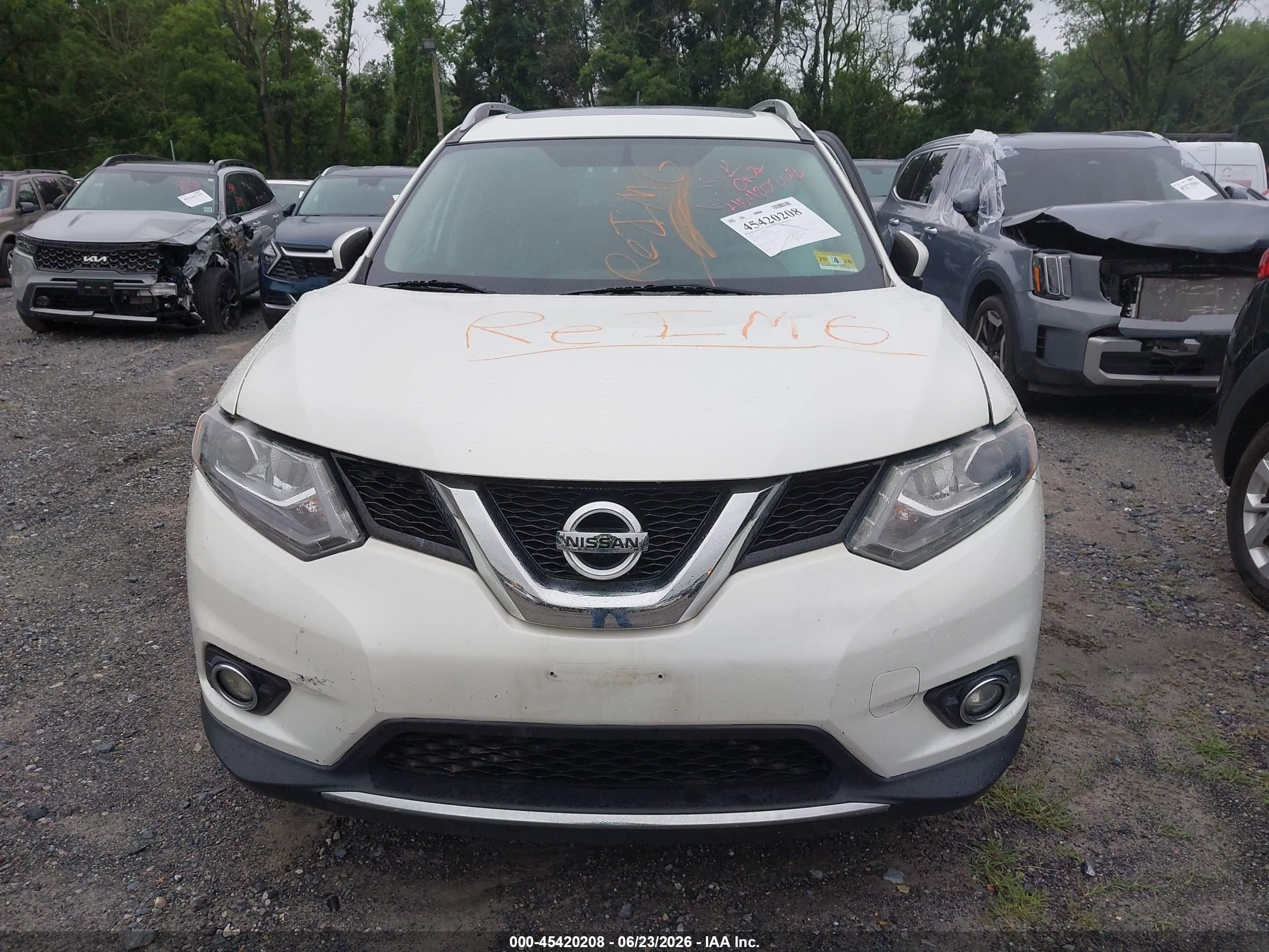 2015 Nissan Rogue Sl White vin: 5N1AT2MV0FC895408