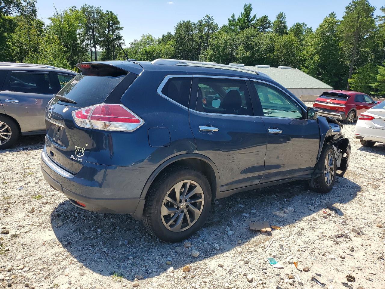 2015 Nissan Rogue Sl Синий vin: 5N1AT2MV0FC923305