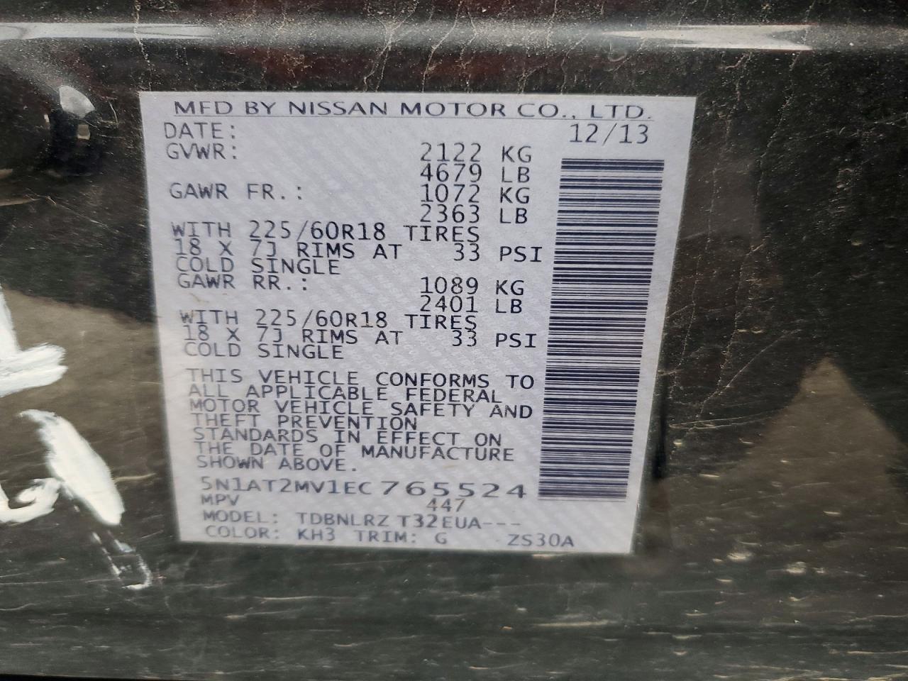 2014 Nissan Rogue Sl Black vin: 5N1AT2MV1EC765524