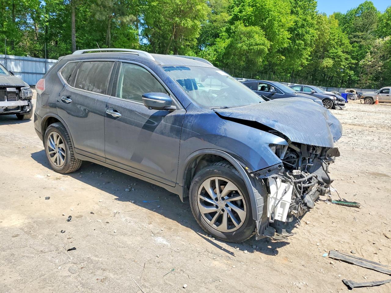 2014 Nissan Rogue Sl Blue vin: 5N1AT2MV1EC779293