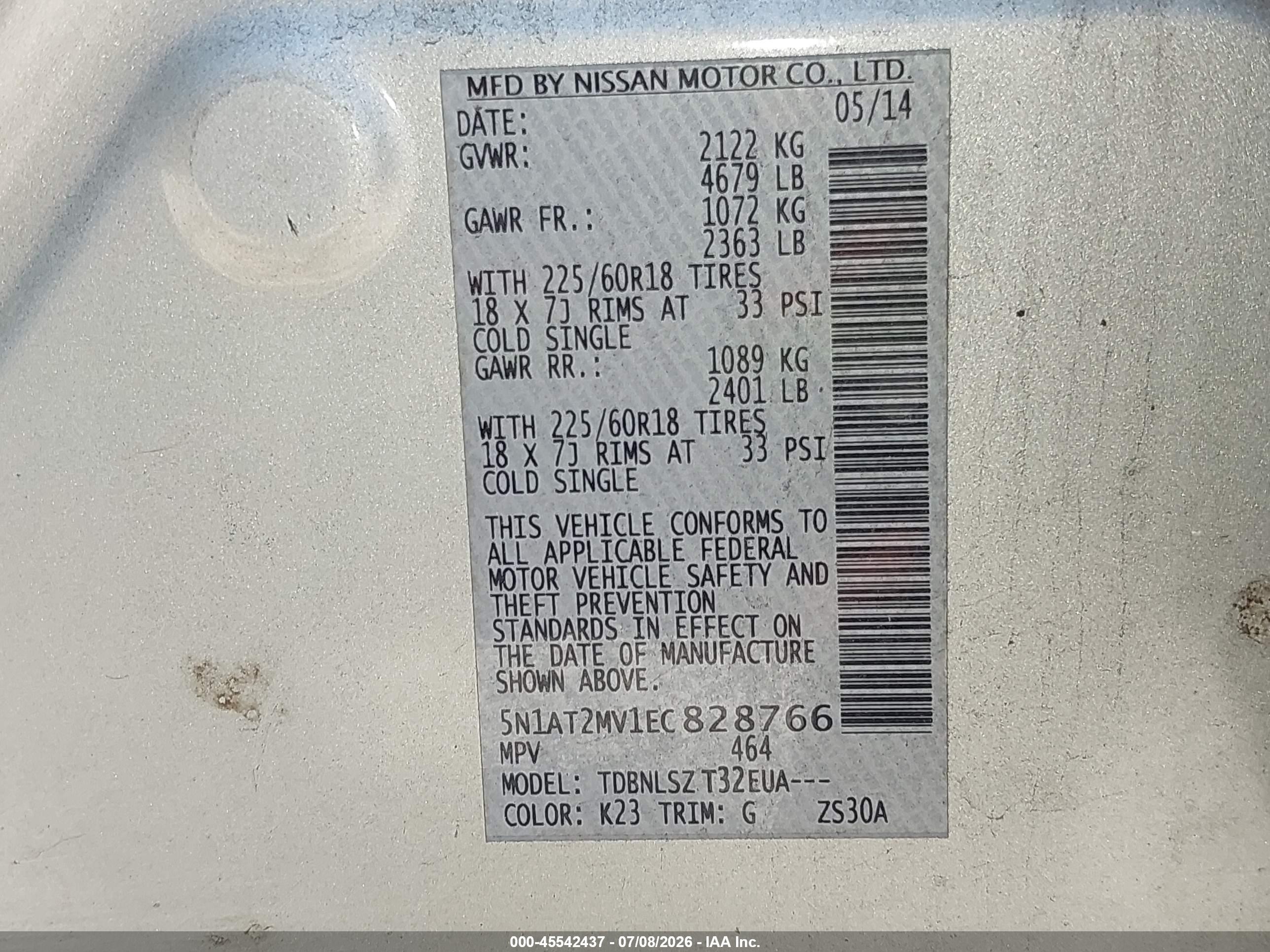 2014 Nissan Rogue Sl Серебряный vin: 5N1AT2MV1EC828766