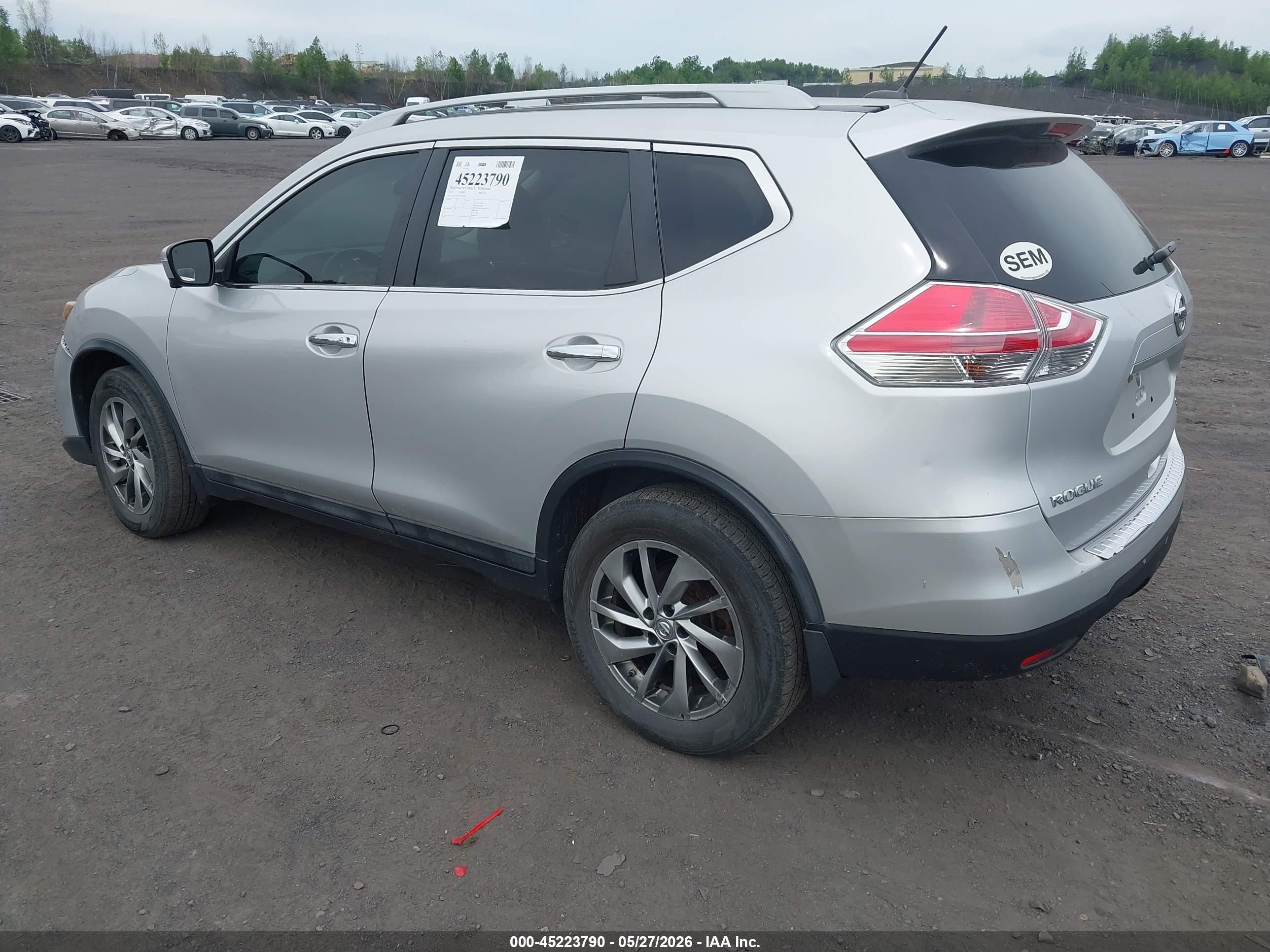 2014 Nissan Rogue Sl Silver vin: 5N1AT2MV1EC853389