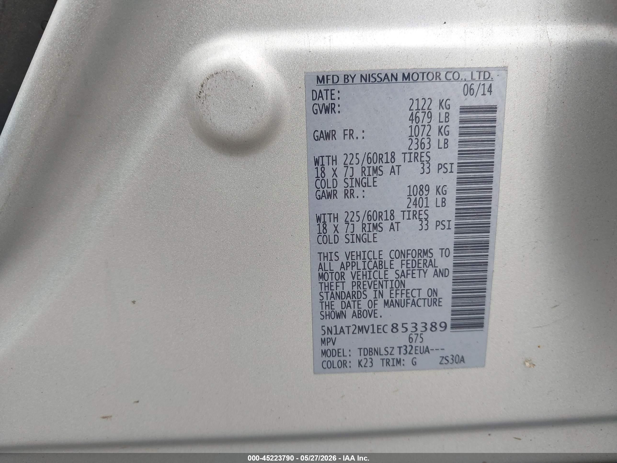 2014 Nissan Rogue Sl Silver vin: 5N1AT2MV1EC853389