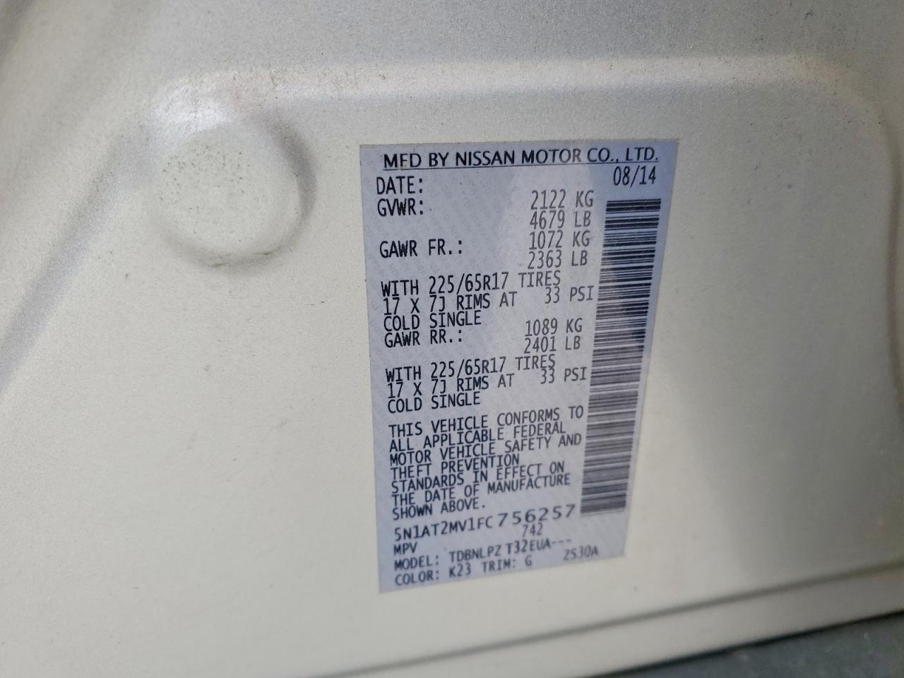 2015 Nissan Rogue S Silver vin: 5N1AT2MV1FC756257