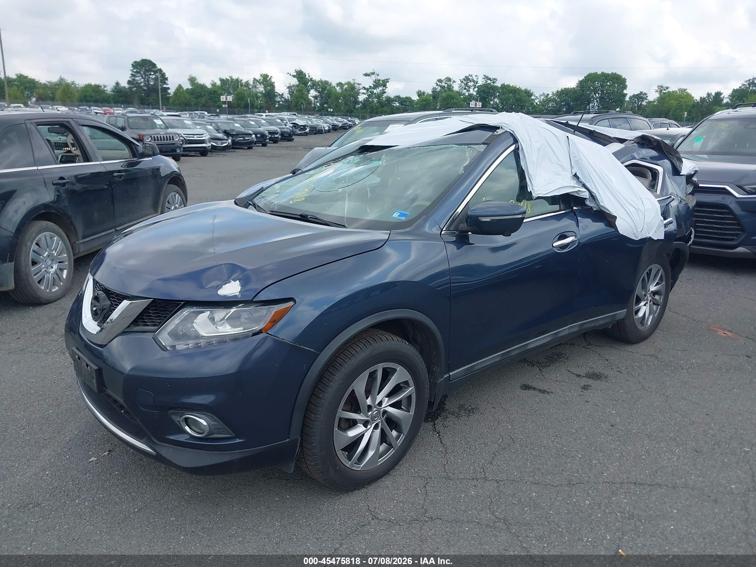 2015 Nissan Rogue Sl Dark Blue vin: 5N1AT2MV1FC766514