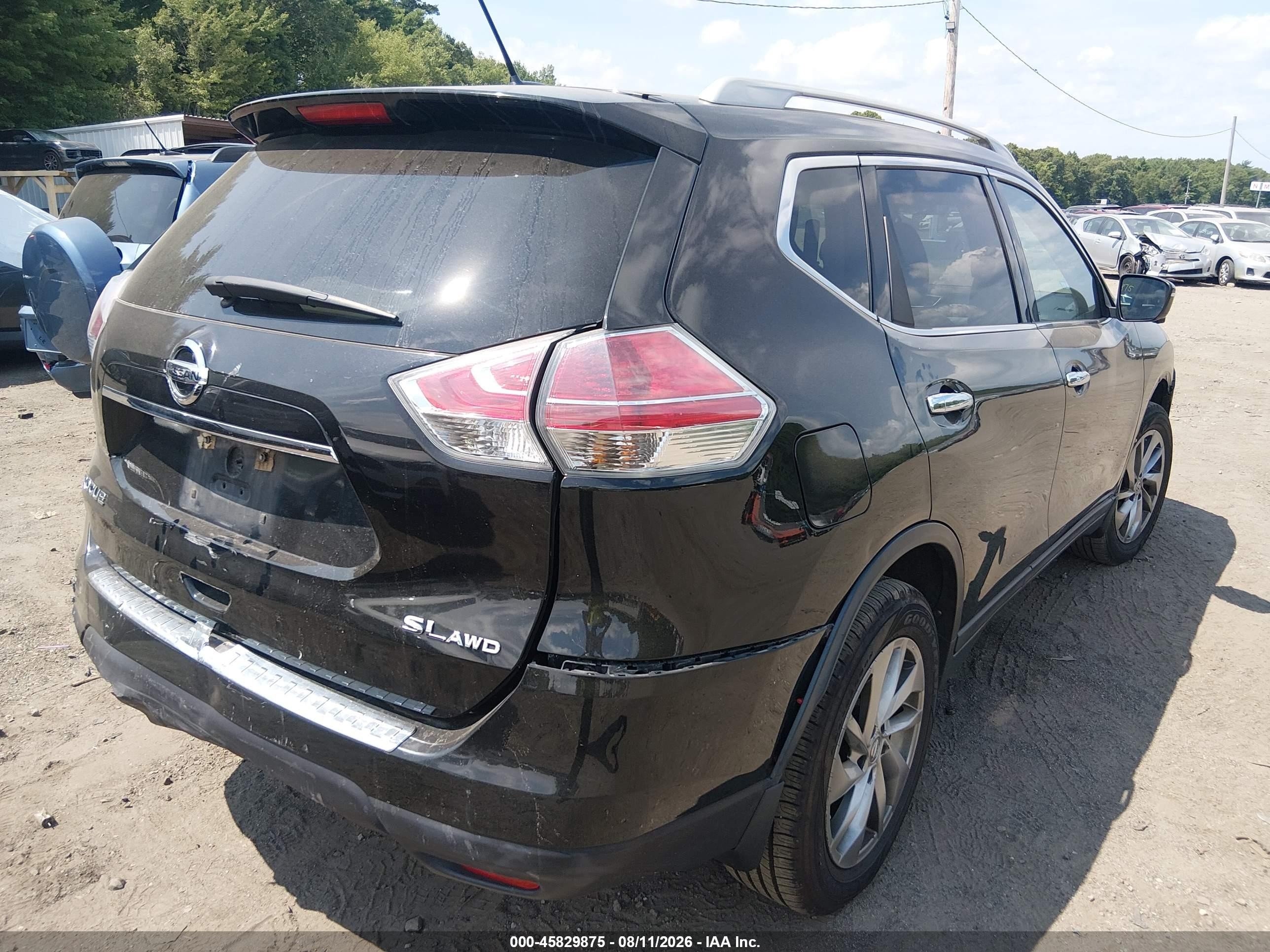 2015 Nissan Rogue Sl Black vin: 5N1AT2MV1FC769252