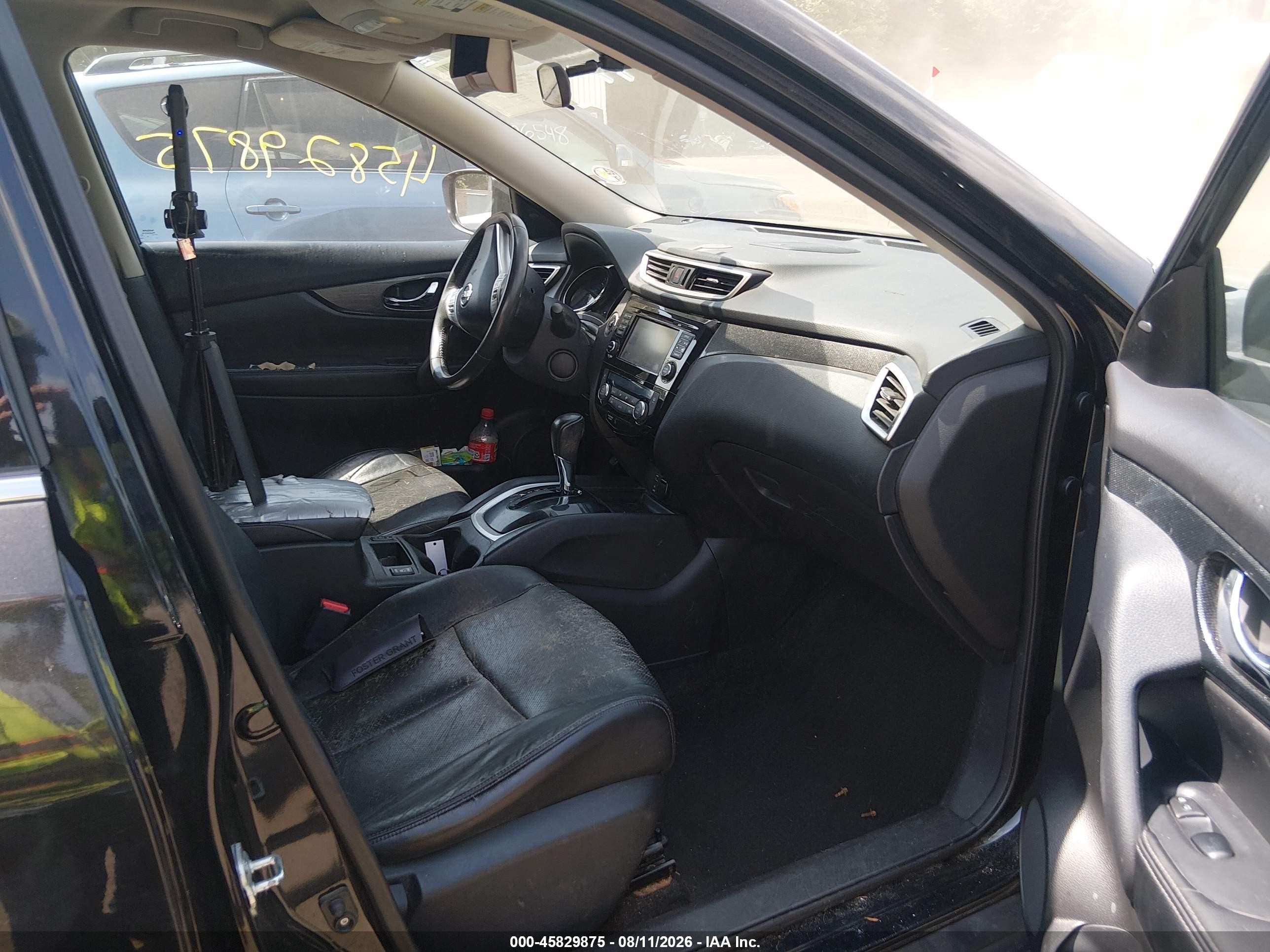 2015 Nissan Rogue Sl Black vin: 5N1AT2MV1FC769252