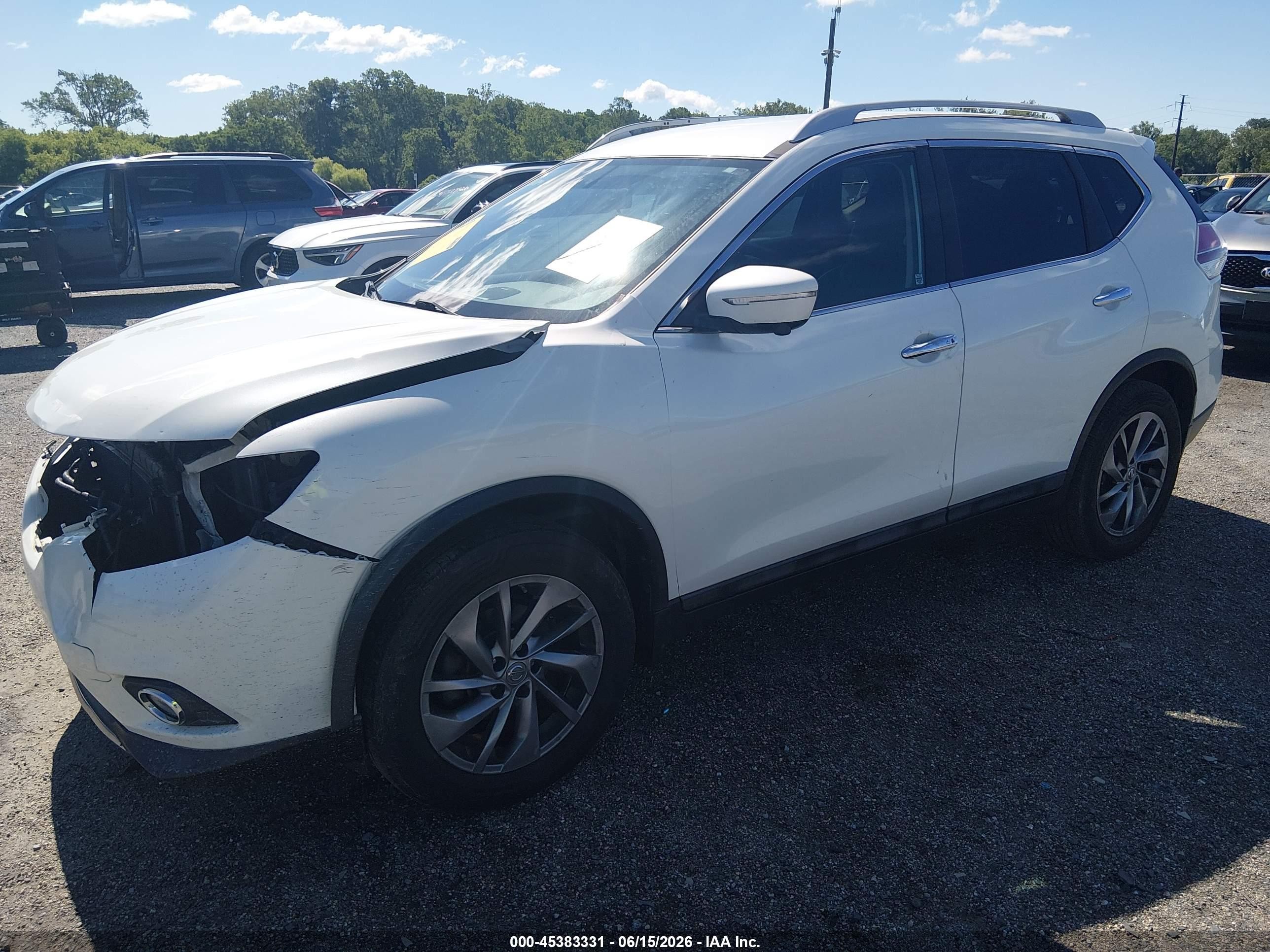 2015 Nissan Rogue Sl White vin: 5N1AT2MV1FC801729