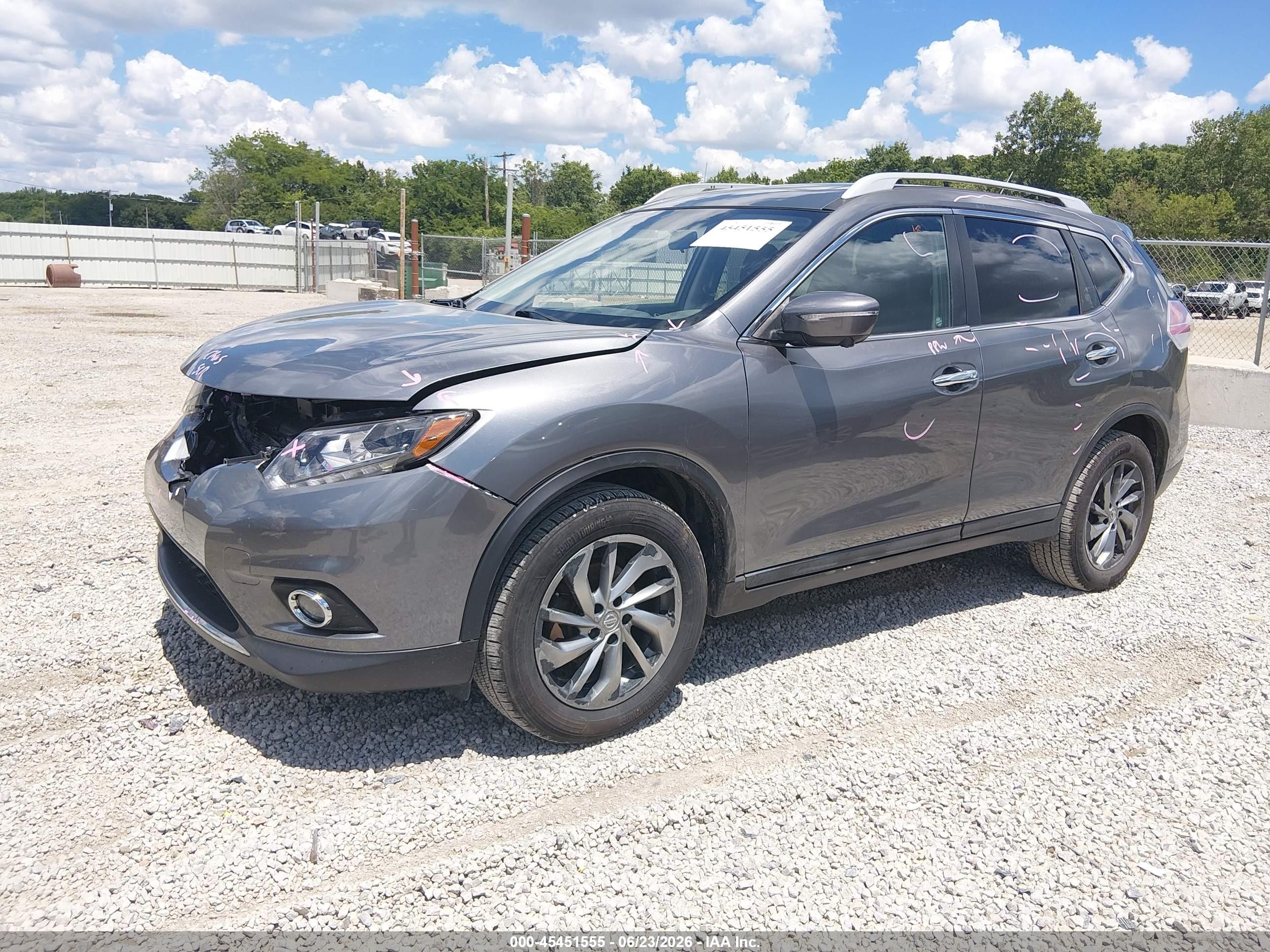 2015 Nissan Rogue Sl Gray vin: 5N1AT2MV1FC832883