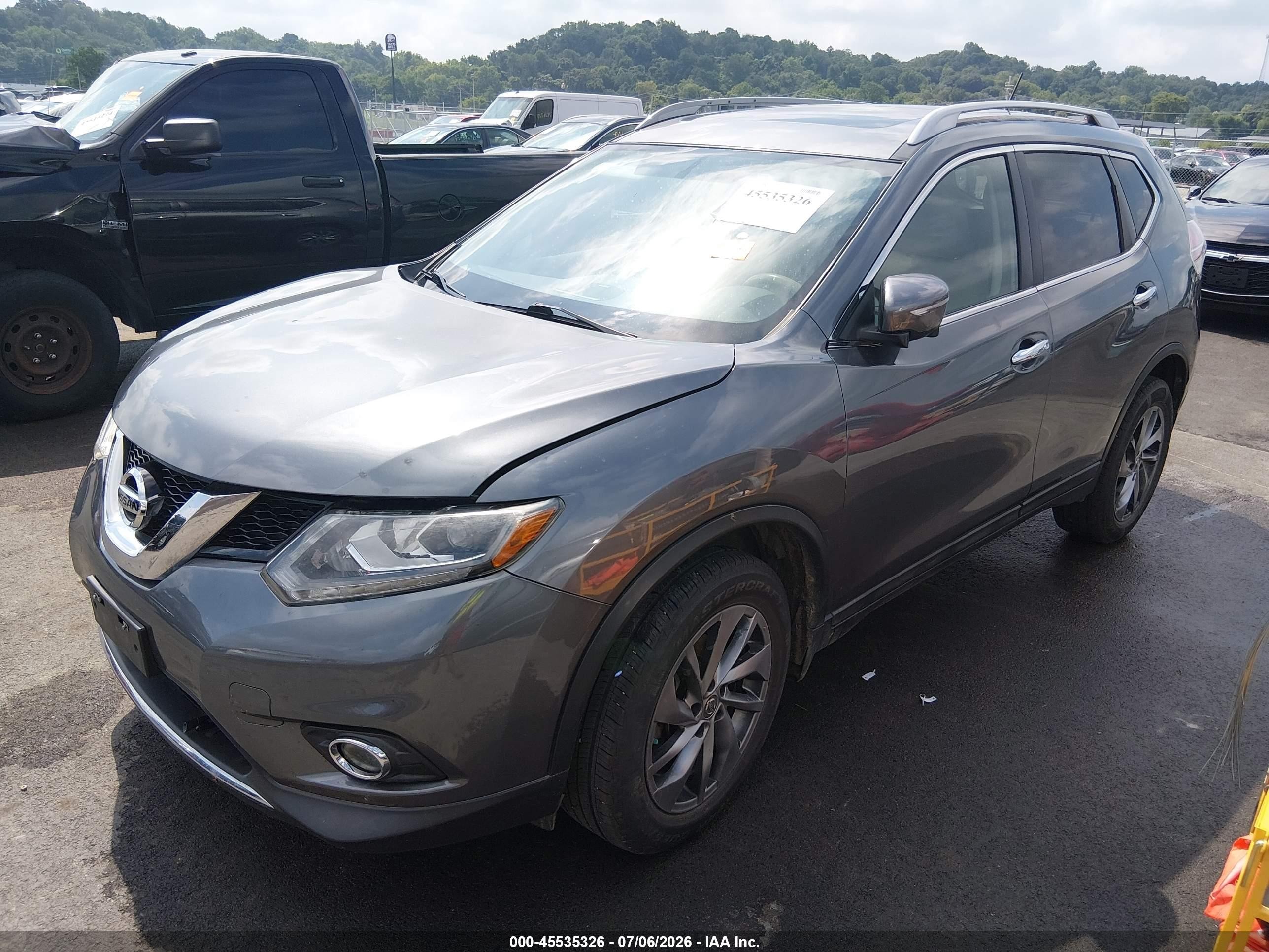 2015 Nissan Rogue Sl Серый vin: 5N1AT2MV1FC851501