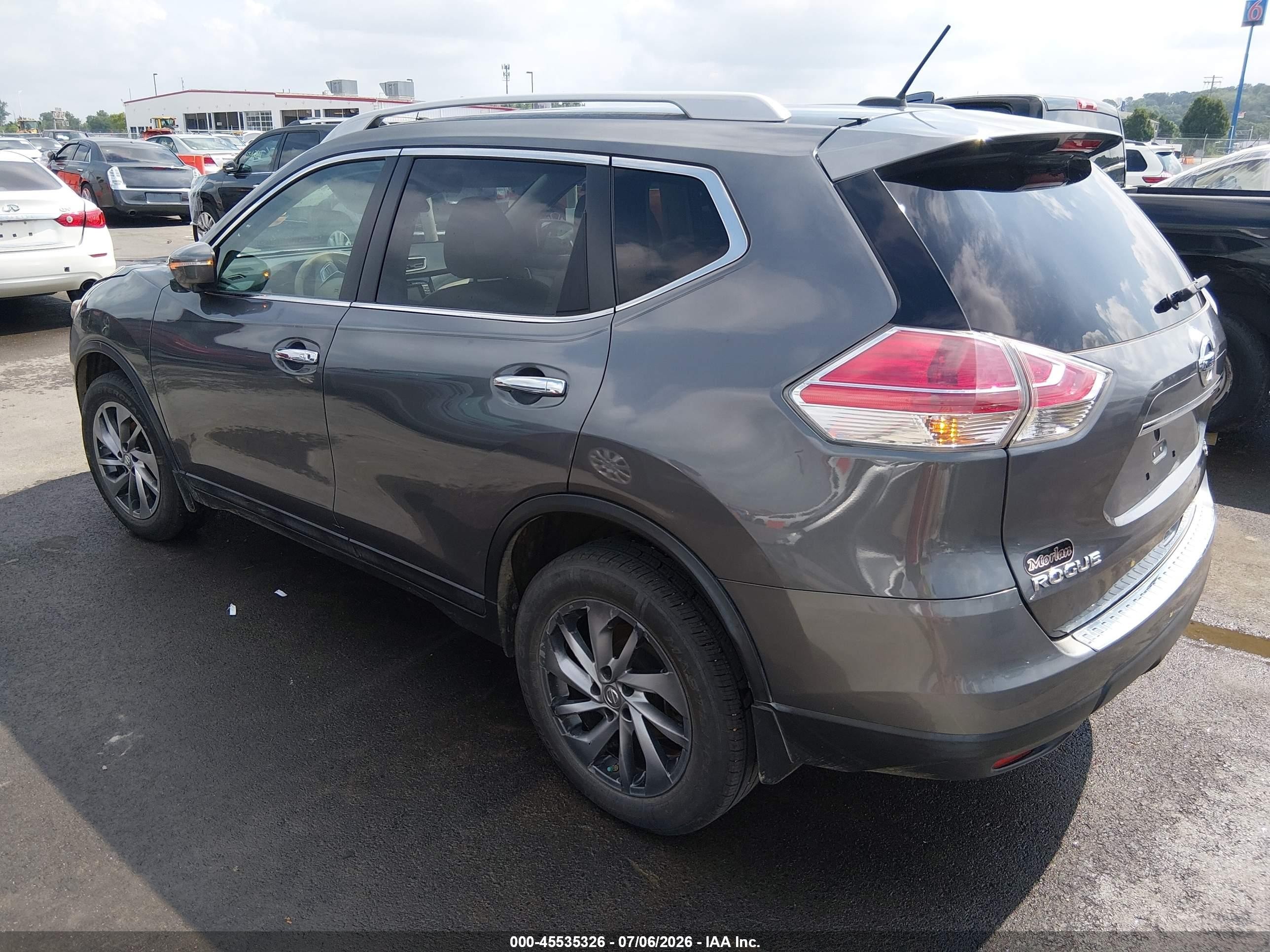 2015 Nissan Rogue Sl Серый vin: 5N1AT2MV1FC851501