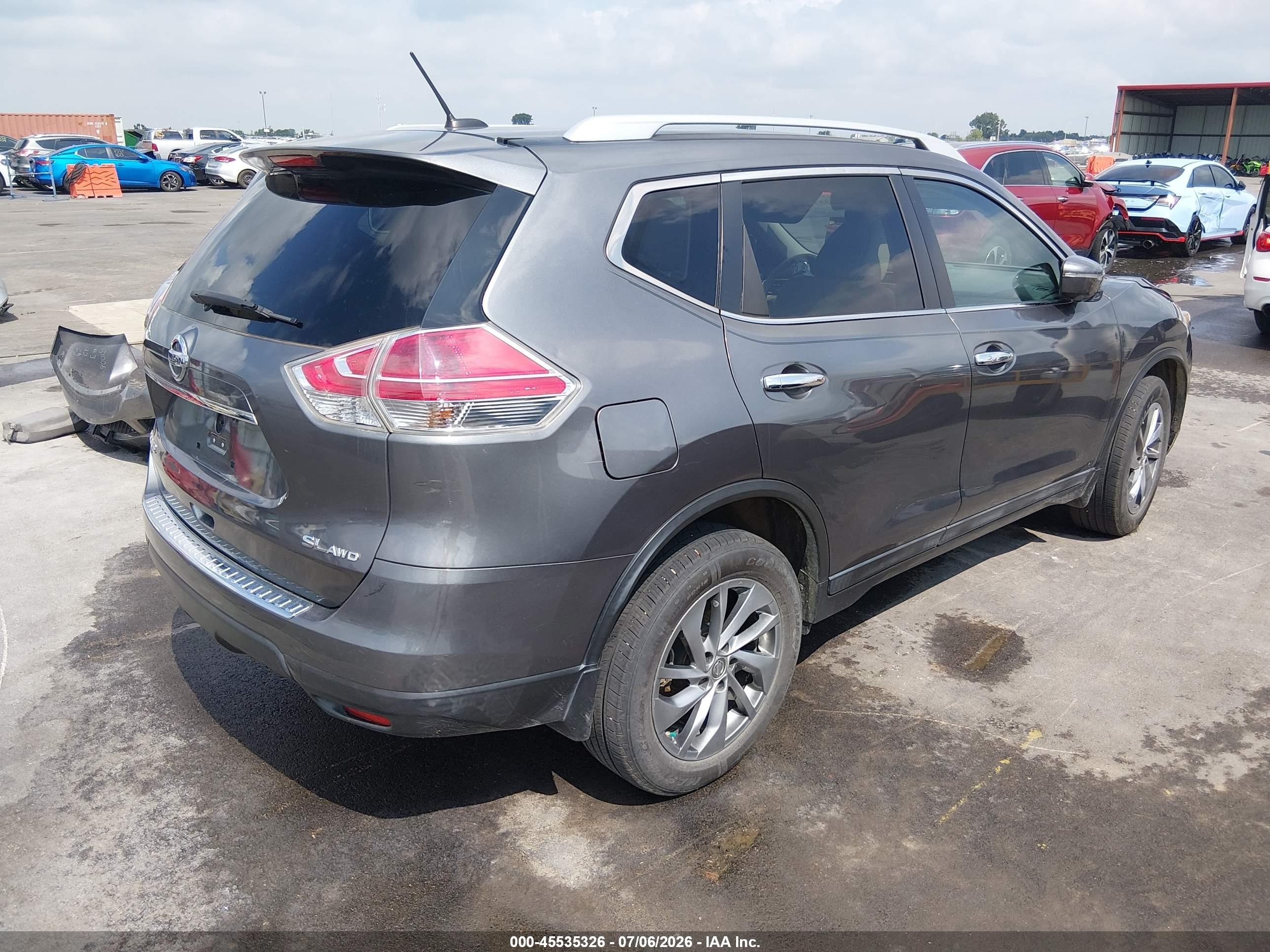 2015 Nissan Rogue Sl Серый vin: 5N1AT2MV1FC851501