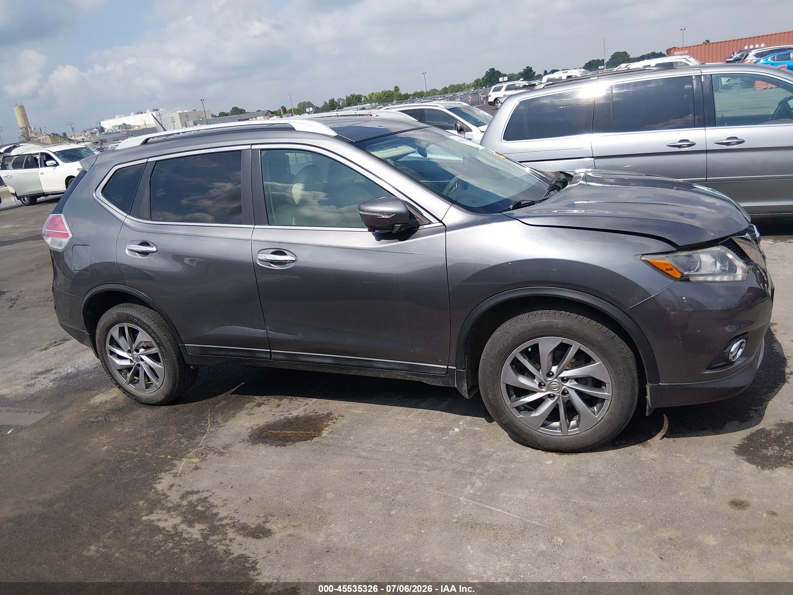 2015 Nissan Rogue Sl Серый vin: 5N1AT2MV1FC851501