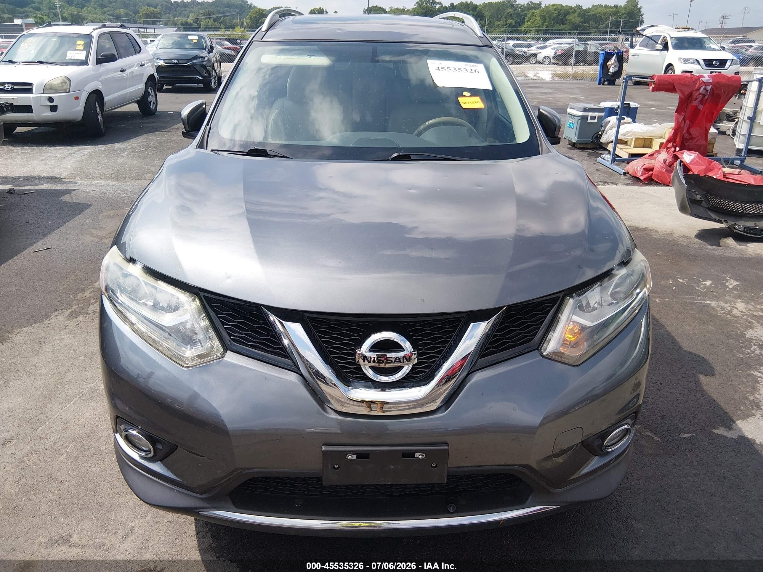2015 Nissan Rogue Sl Серый vin: 5N1AT2MV1FC851501