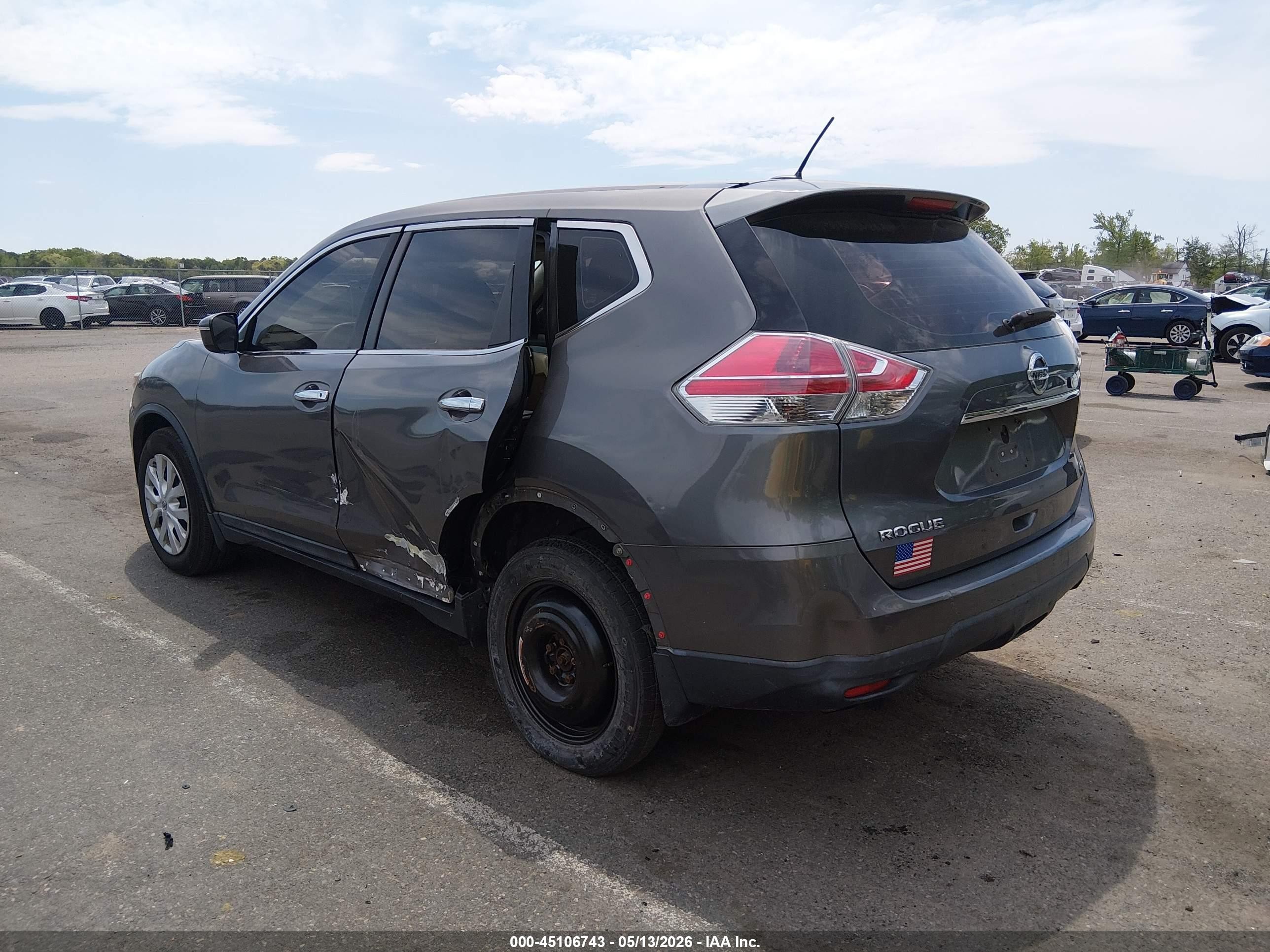 2015 Nissan Rogue S Gray vin: 5N1AT2MV1FC873420