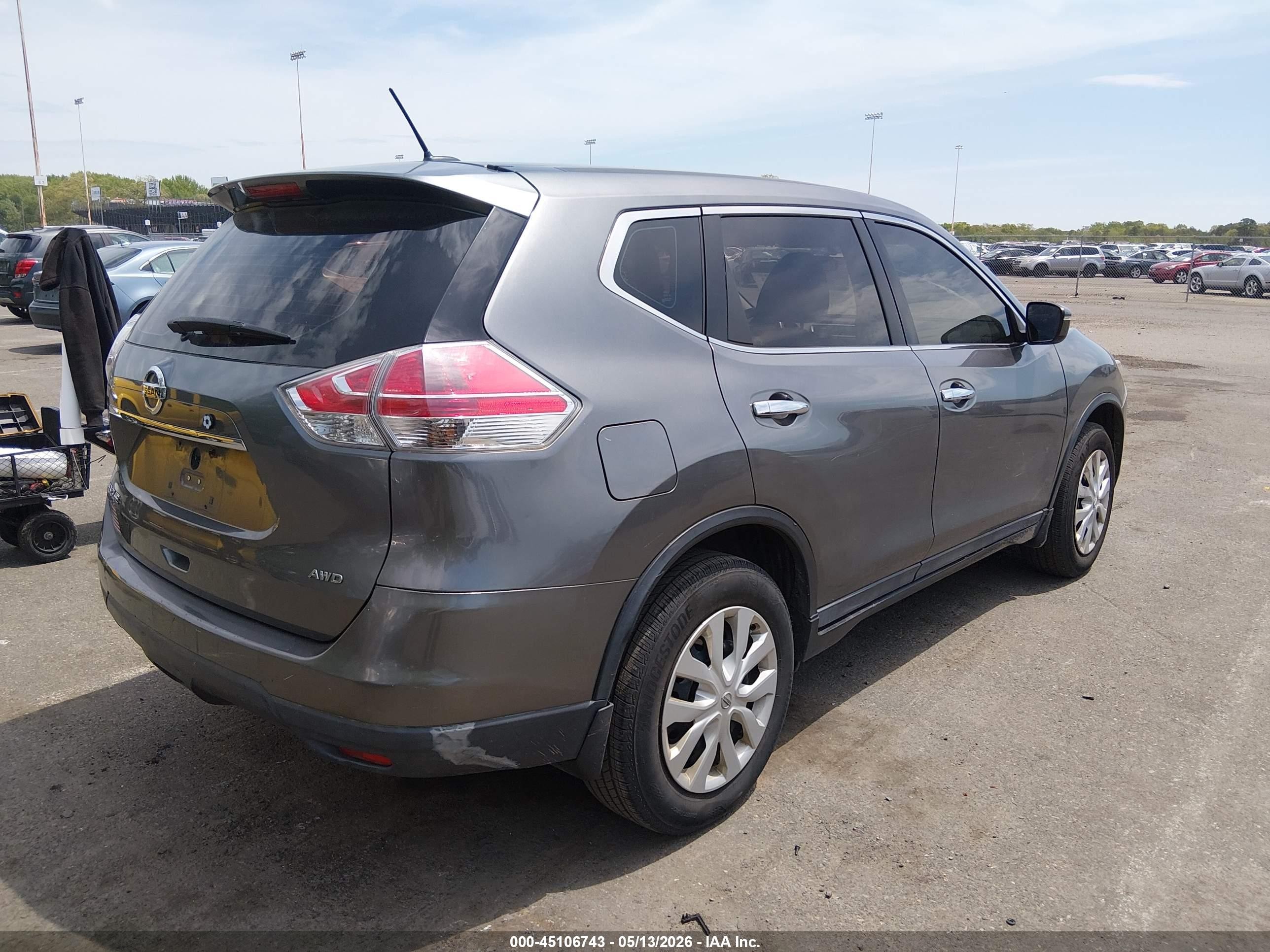 2015 Nissan Rogue S Gray vin: 5N1AT2MV1FC873420