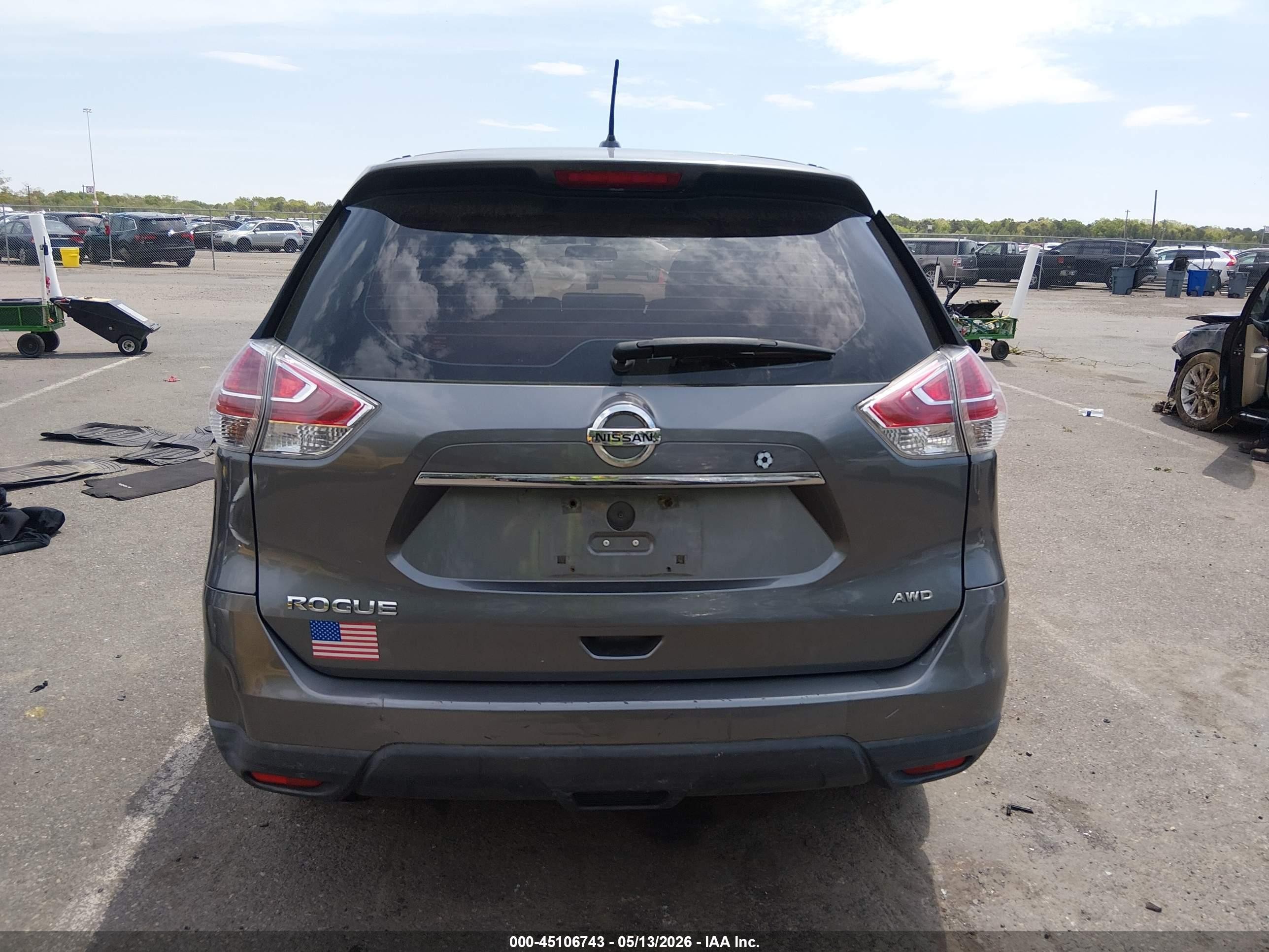 2015 Nissan Rogue S Gray vin: 5N1AT2MV1FC873420