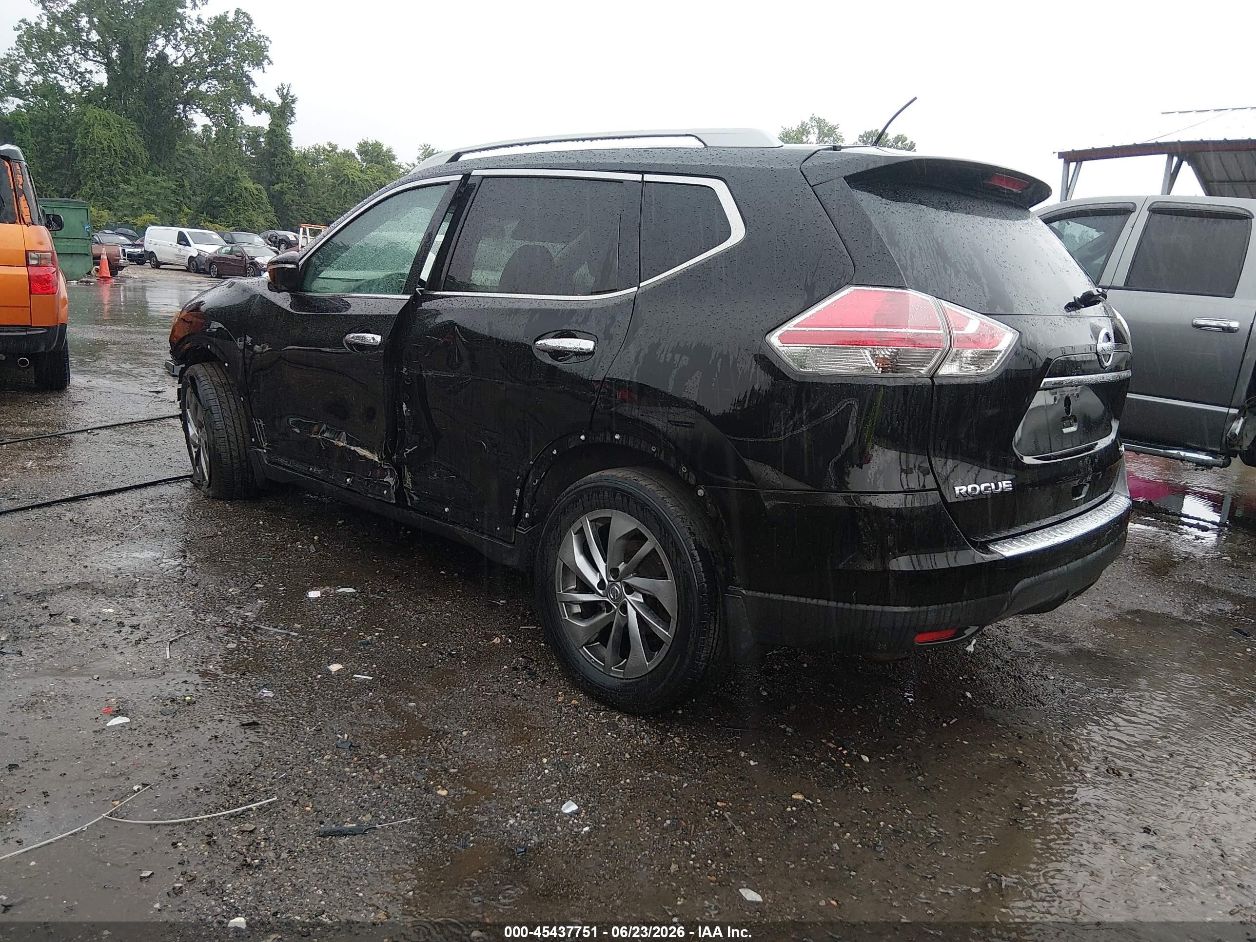 2015 Nissan Rogue Sl Black vin: 5N1AT2MV1FC889570