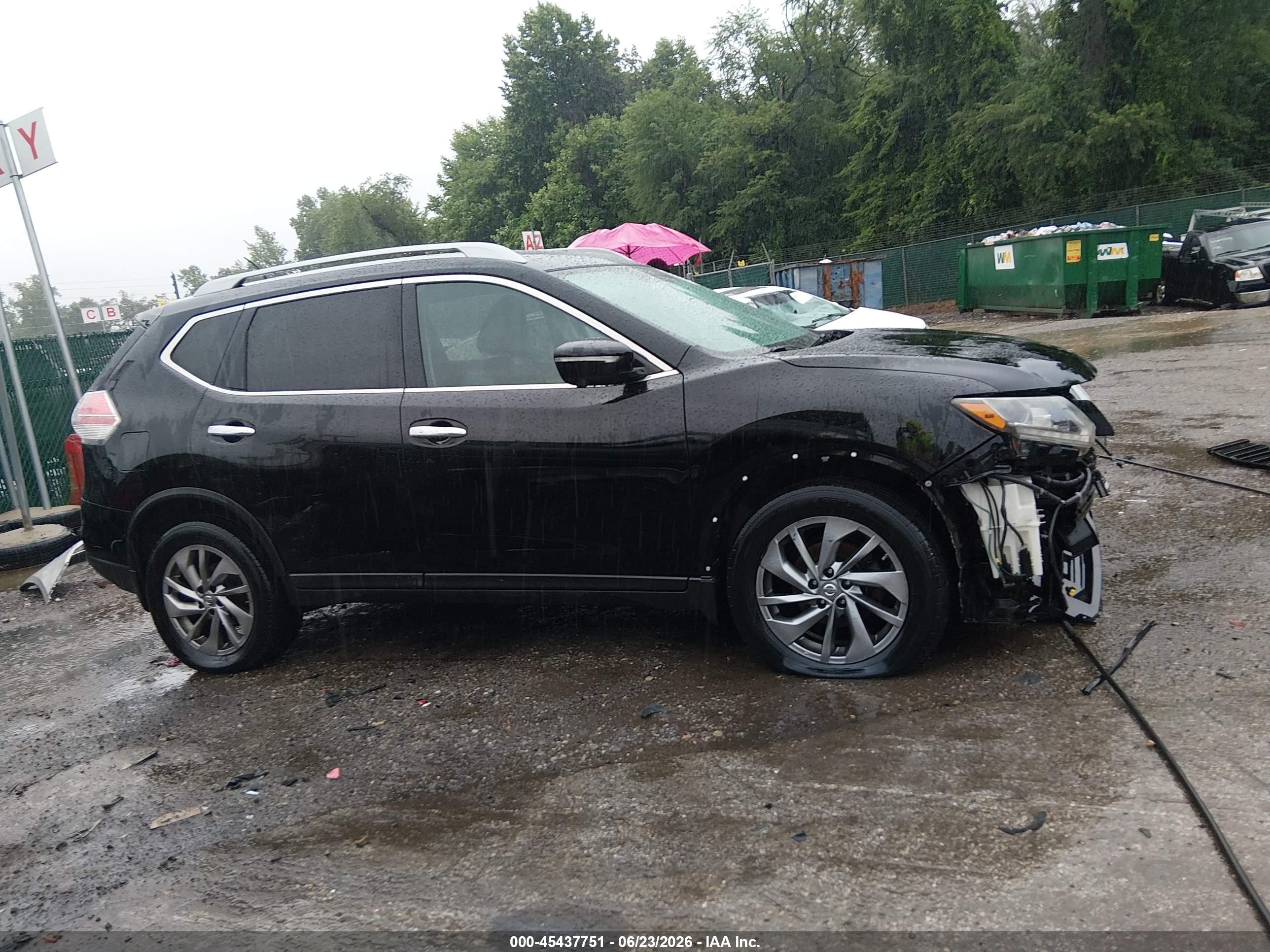 2015 Nissan Rogue Sl Black vin: 5N1AT2MV1FC889570