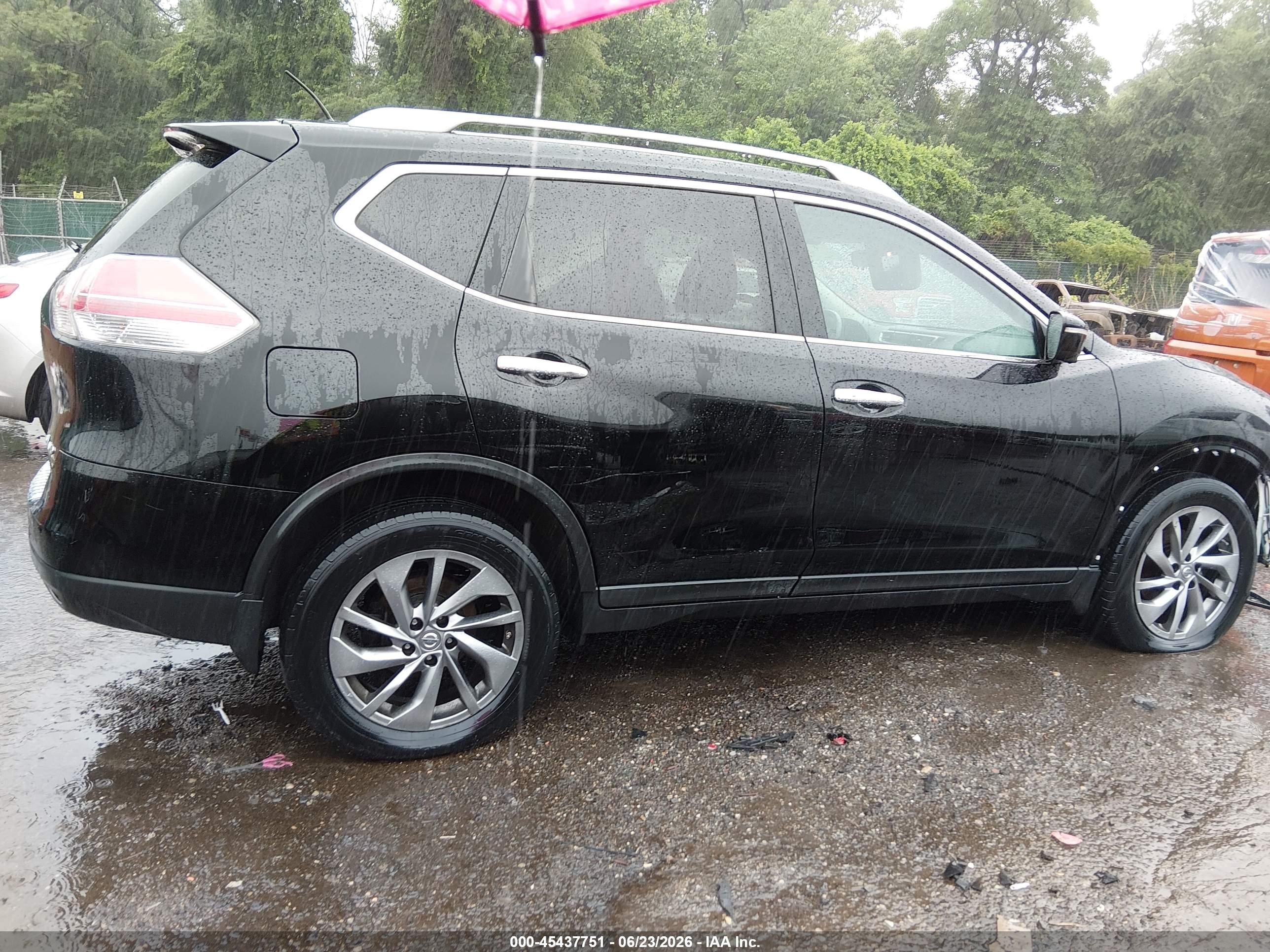 2015 Nissan Rogue Sl Black vin: 5N1AT2MV1FC889570