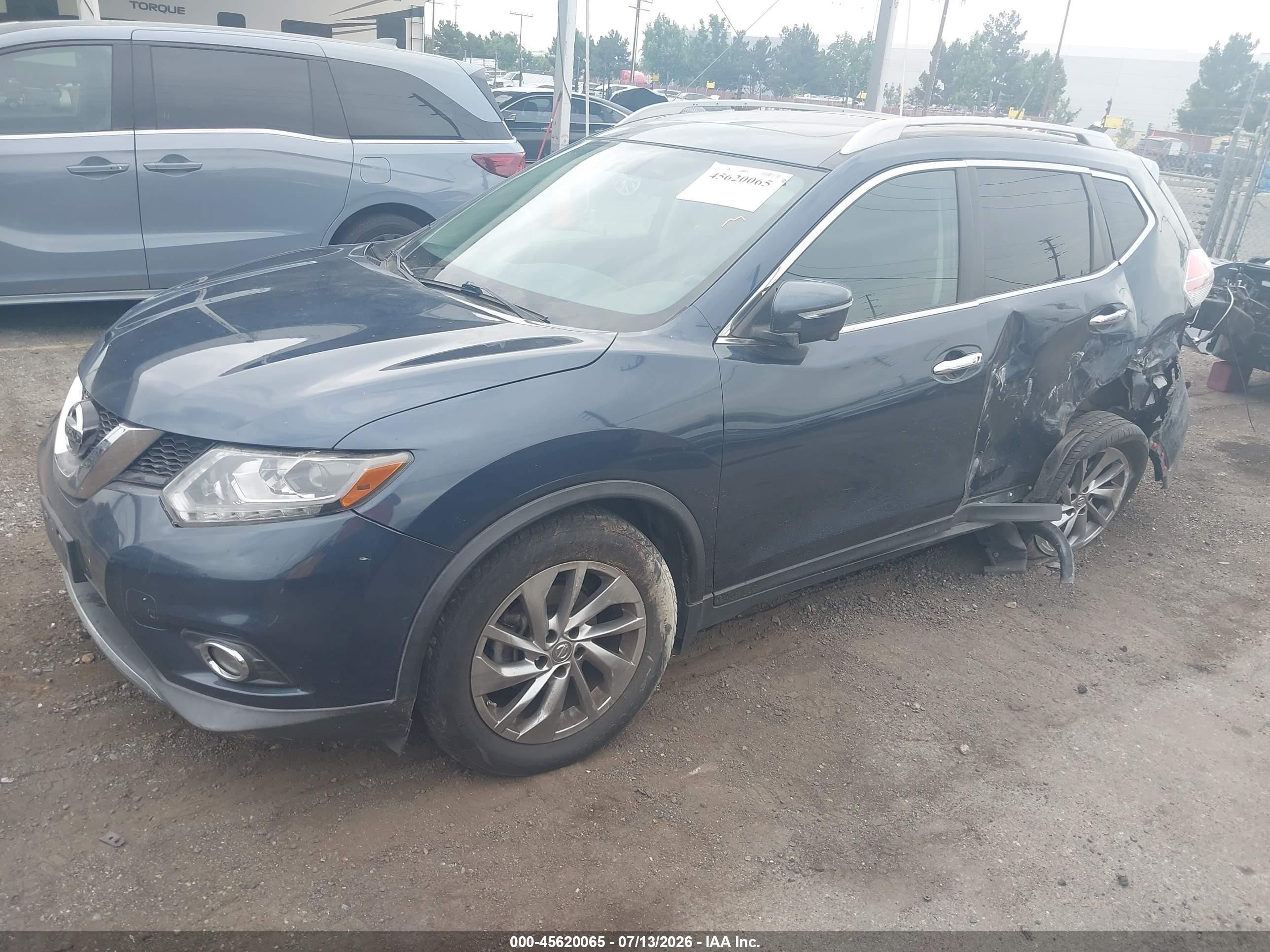 2015 Nissan Rogue Sl Dark Blue vin: 5N1AT2MV1FC890265