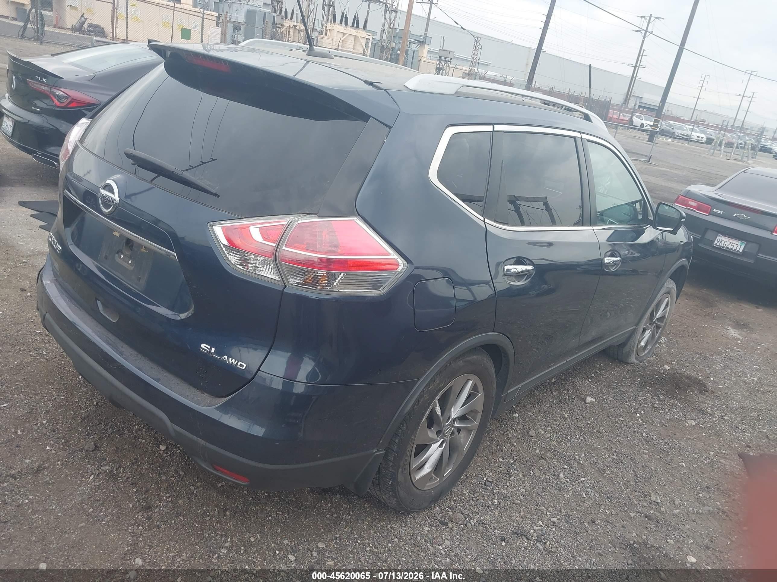 2015 Nissan Rogue Sl Dark Blue vin: 5N1AT2MV1FC890265