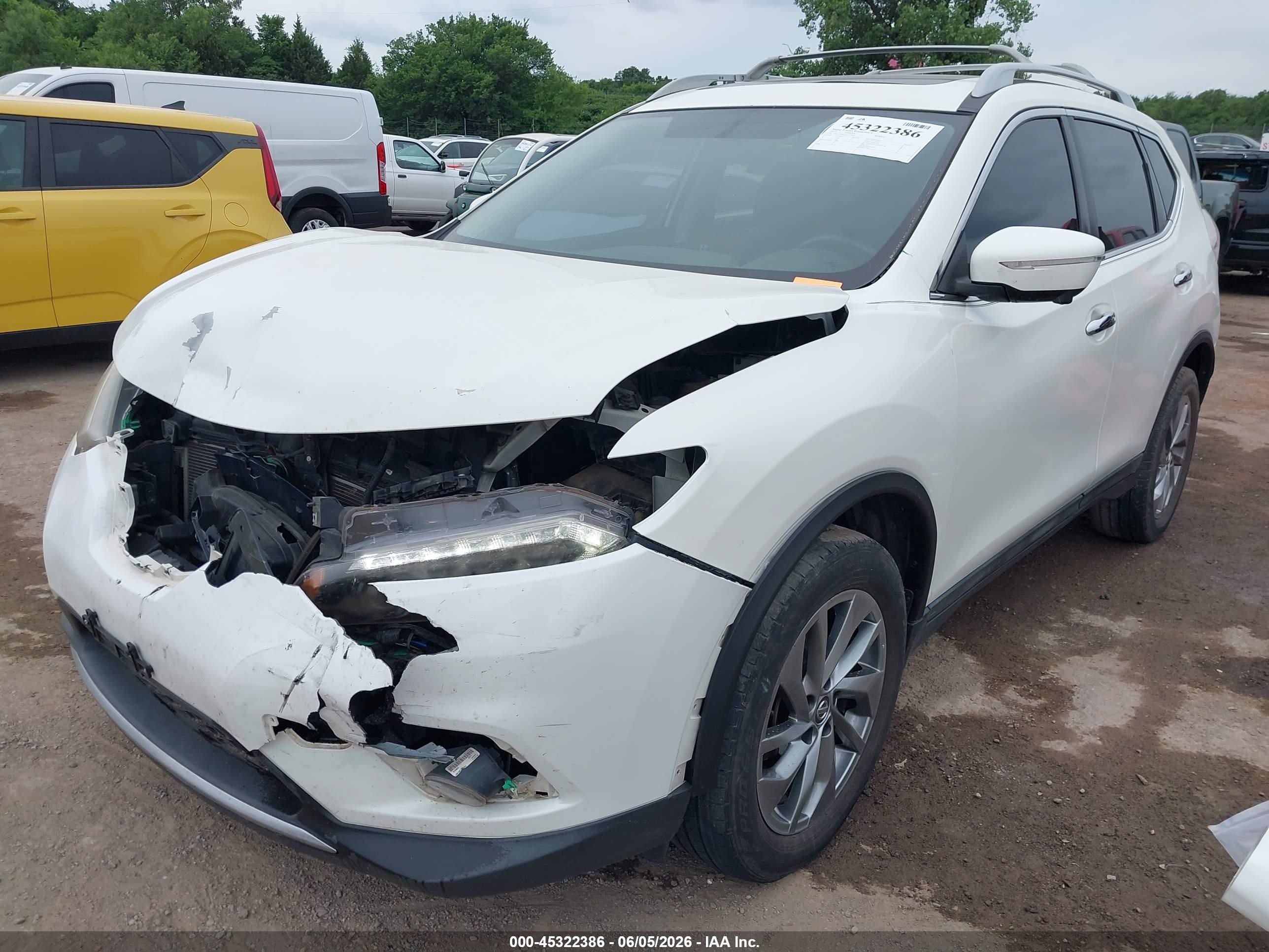 2015 Nissan Rogue Sl Белый vin: 5N1AT2MV1FC914581