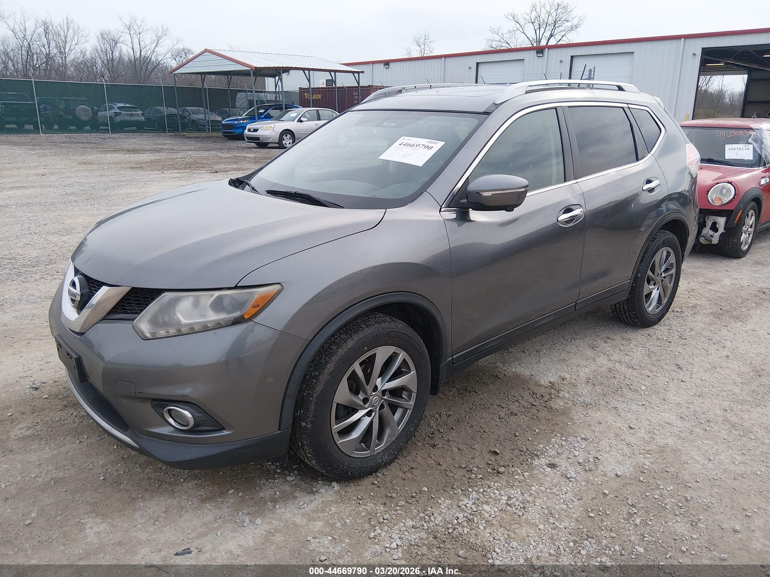 2015 Nissan Rogue Sl Серый vin: 5N1AT2MV1FC918226