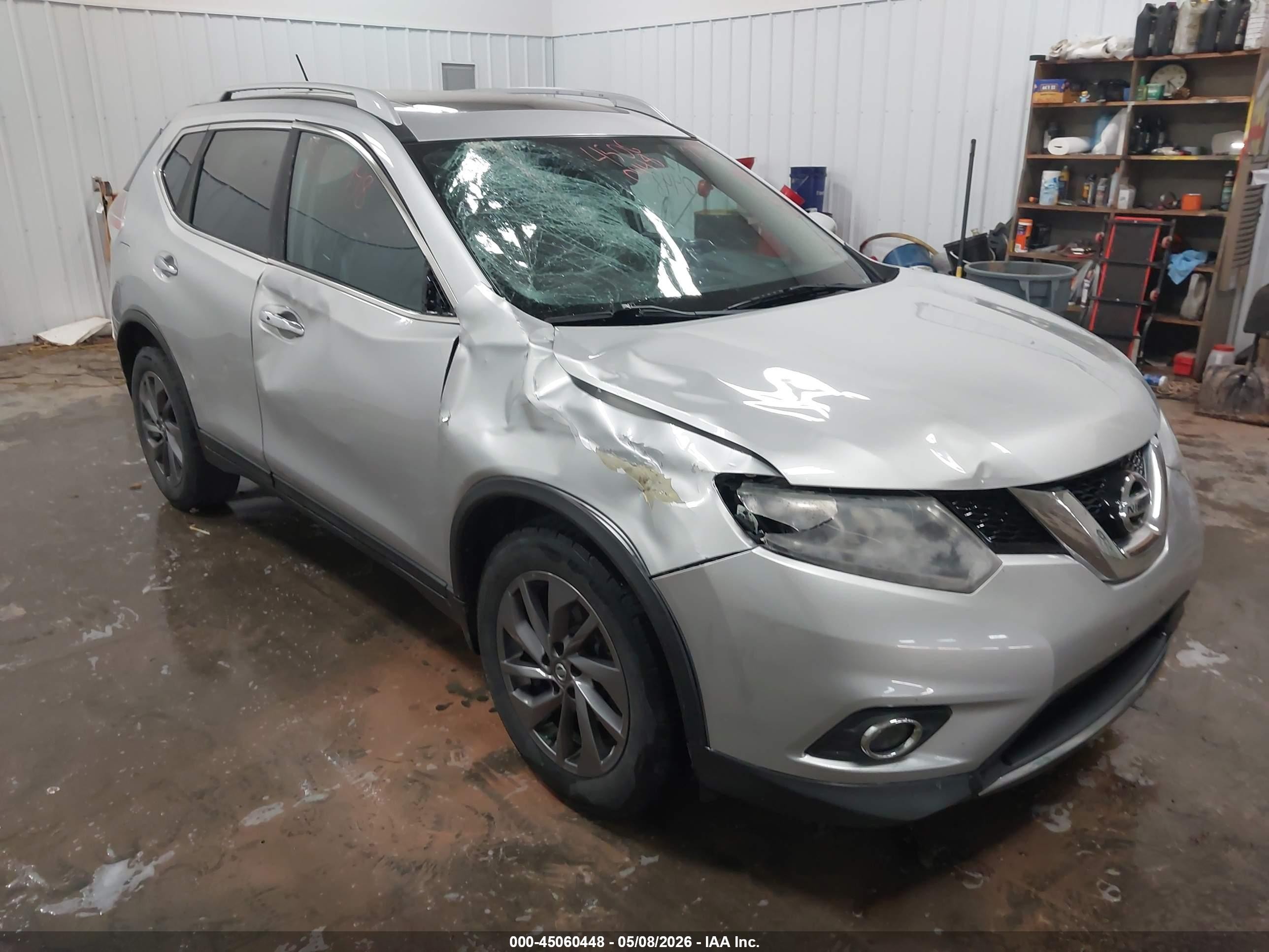 2016 Nissan Rogue Sl Серебряный vin: 5N1AT2MV1GC861530