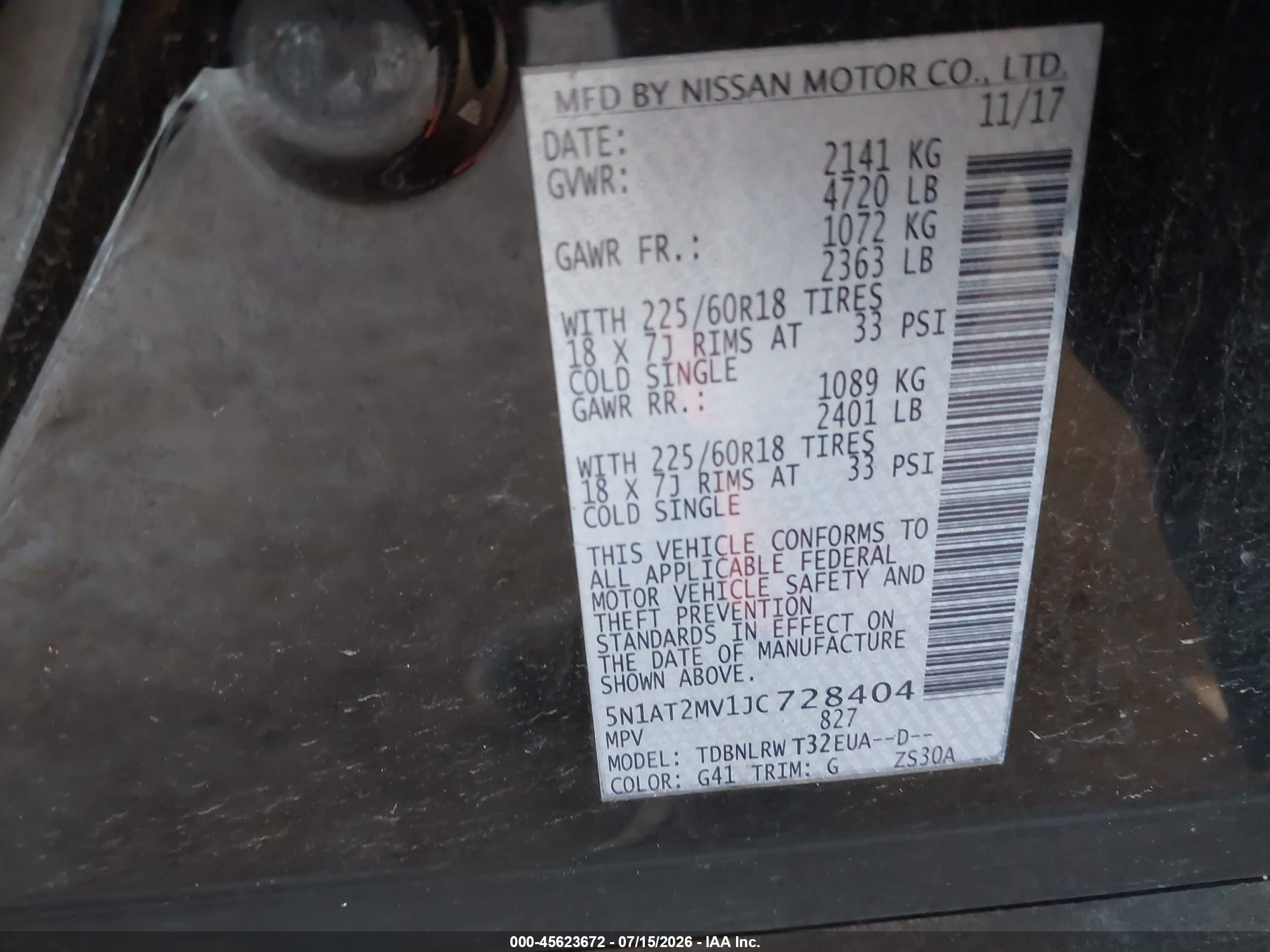 2018 Nissan Rogue Sl Black vin: 5N1AT2MV1JC728404