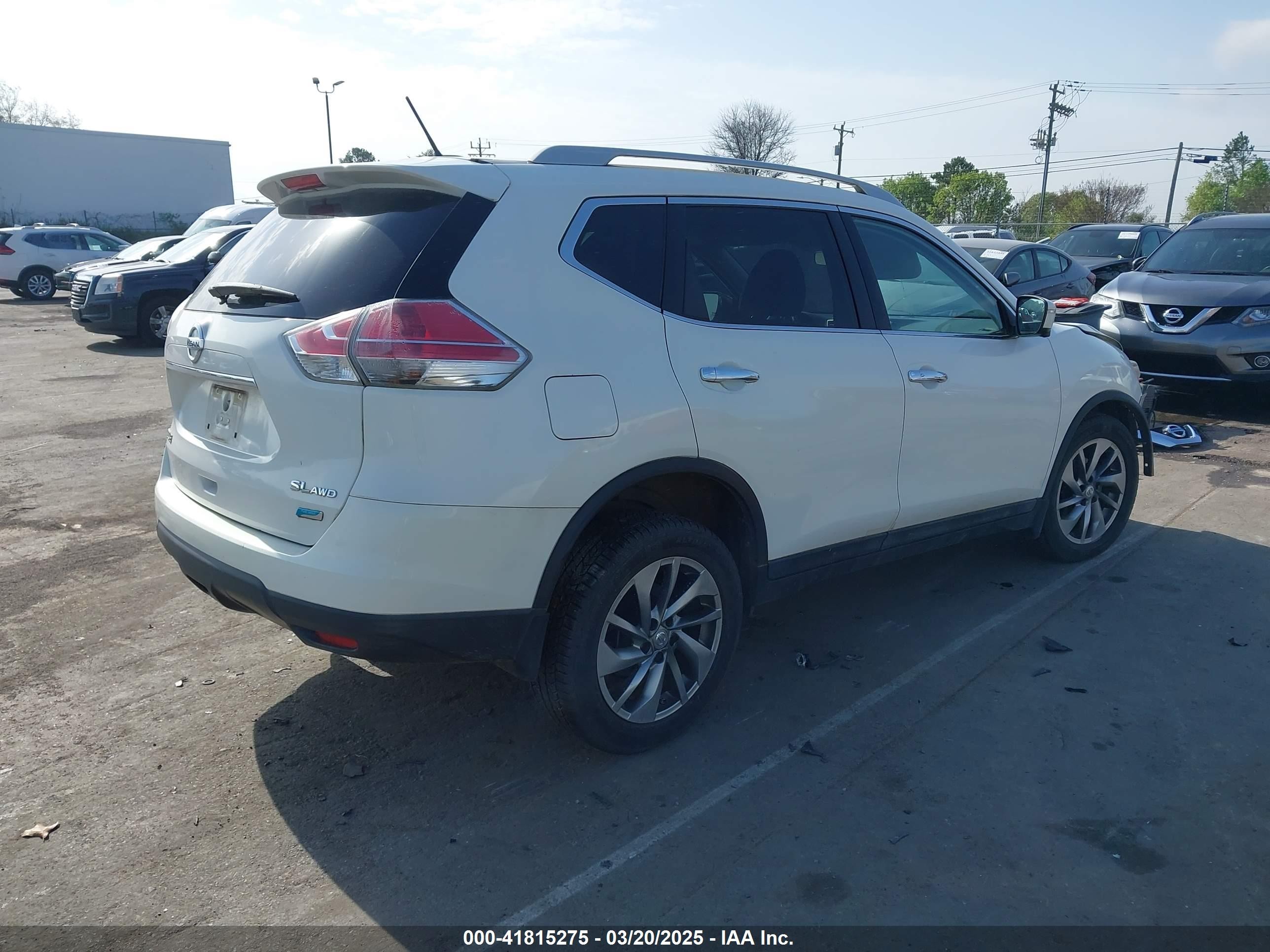 2014 Nissan Rogue Sl White vin: 5N1AT2MV2EC775432