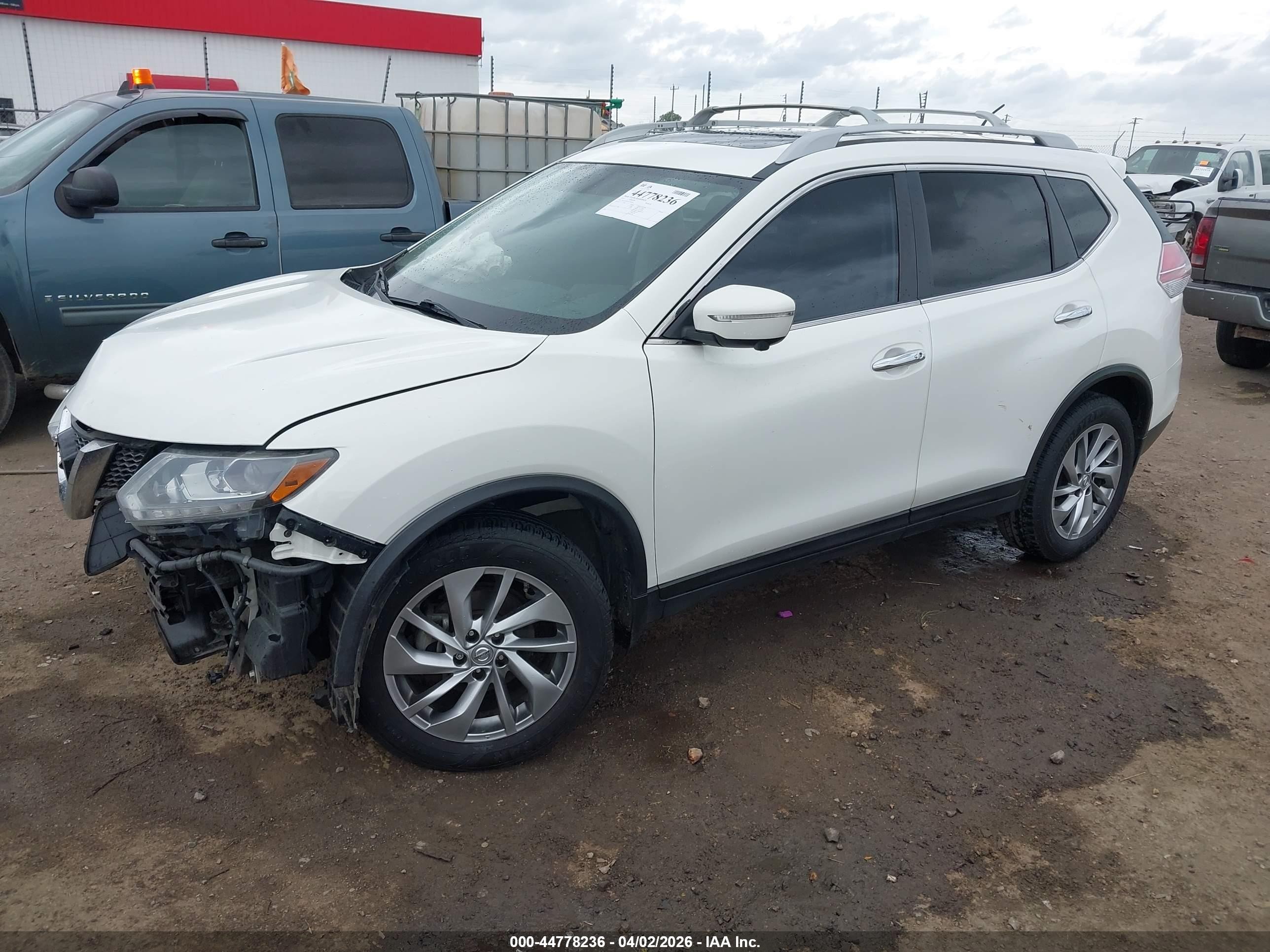 2014 Nissan Rogue Sl White vin: 5N1AT2MV2EC787676