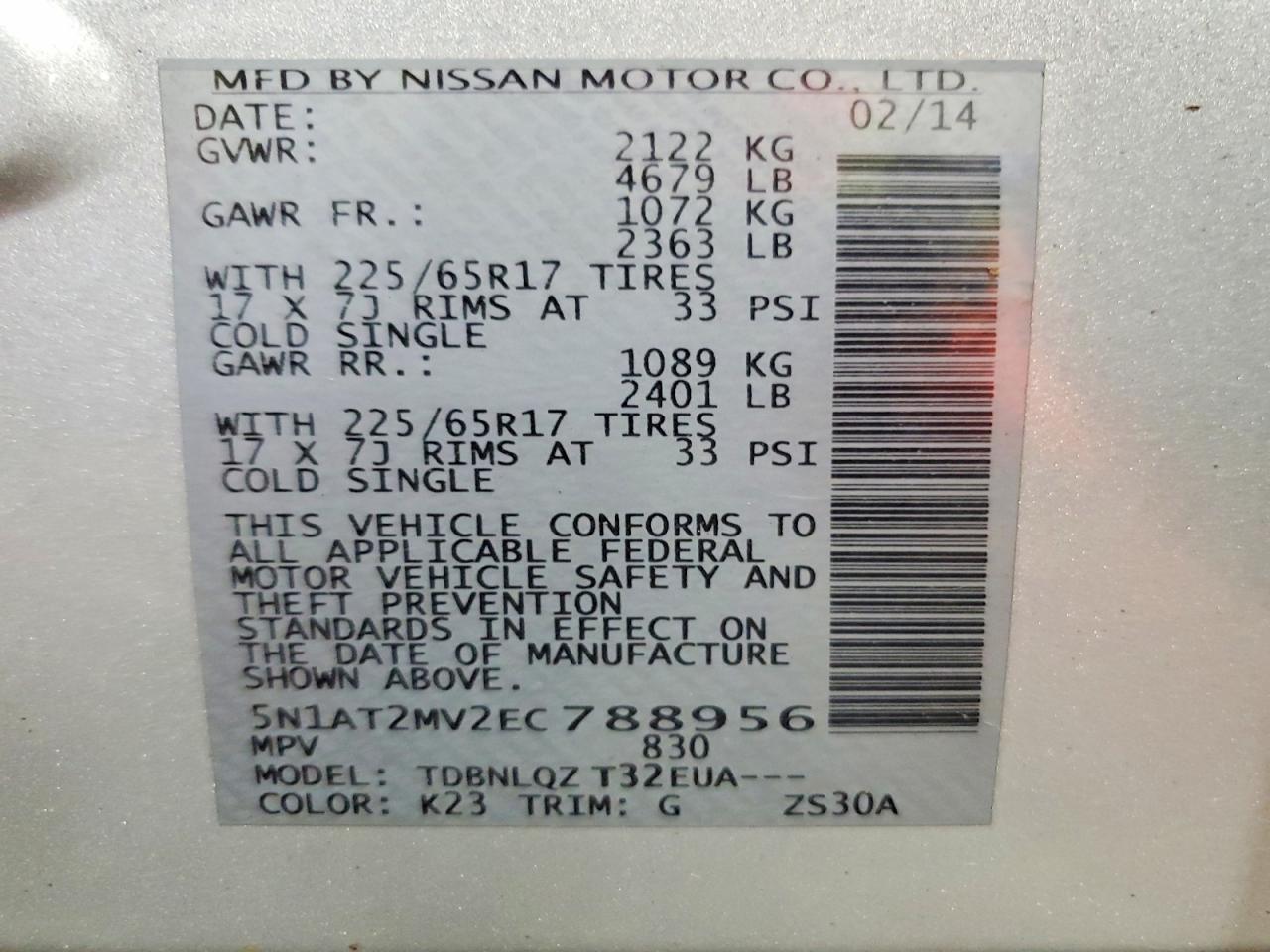 2014 Nissan Rogue Sv Silver vin: 5N1AT2MV2EC788956