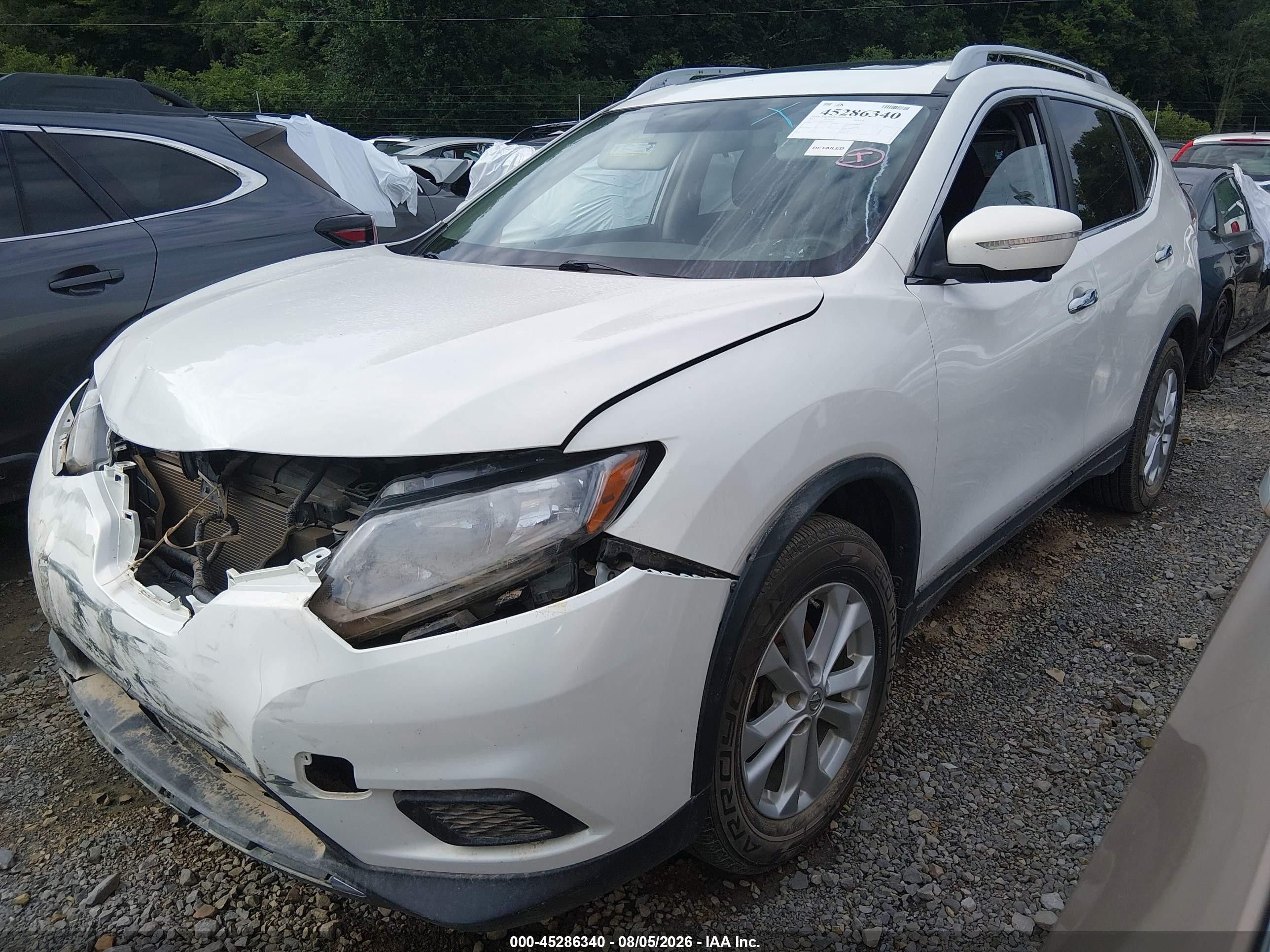 2014 Nissan Rogue Sv White vin: 5N1AT2MV2EC789430