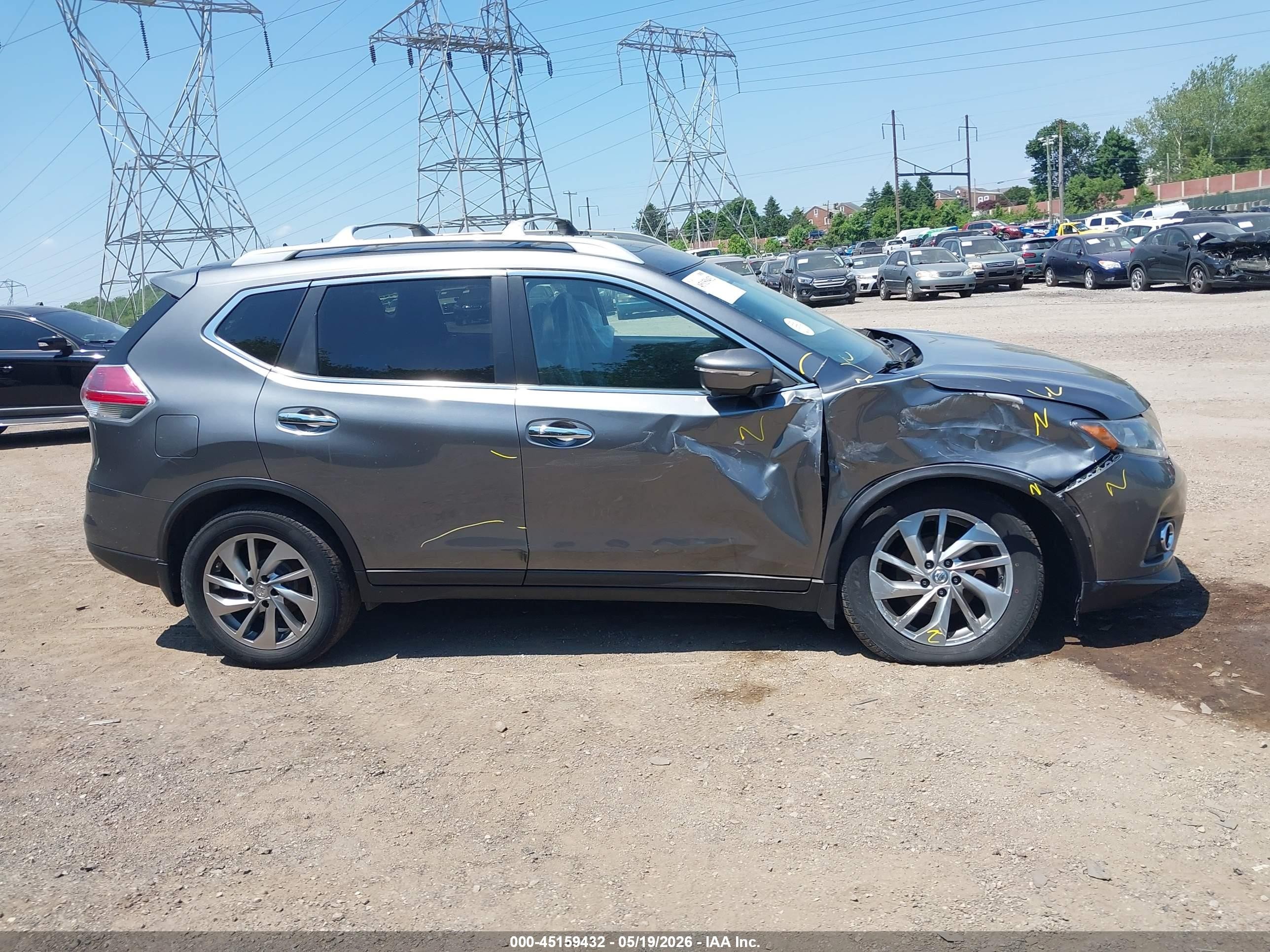 2014 Nissan Rogue Sl Gray vin: 5N1AT2MV2EC791856