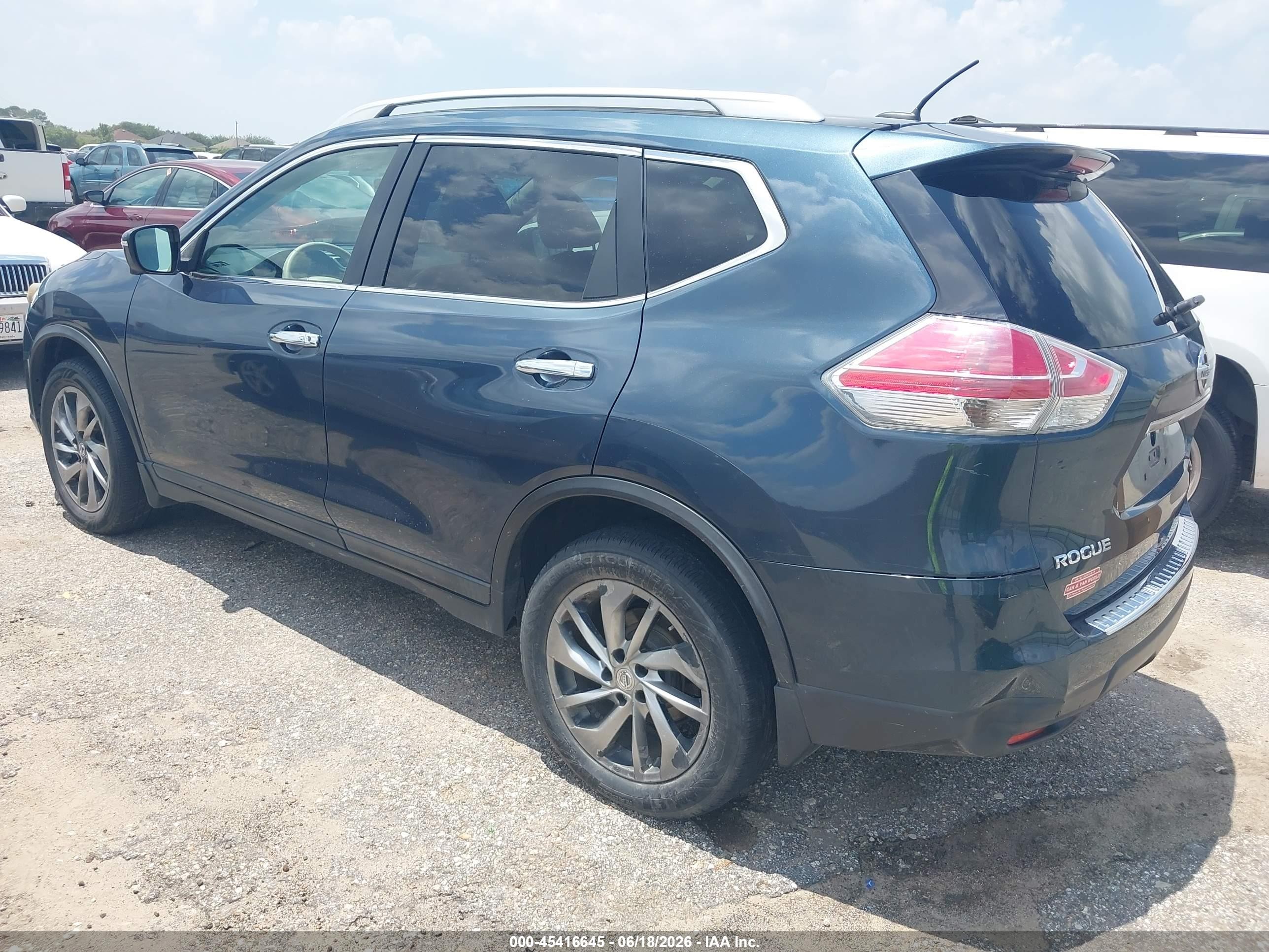 2014 Nissan Rogue Sl Blue vin: 5N1AT2MV2EC826671